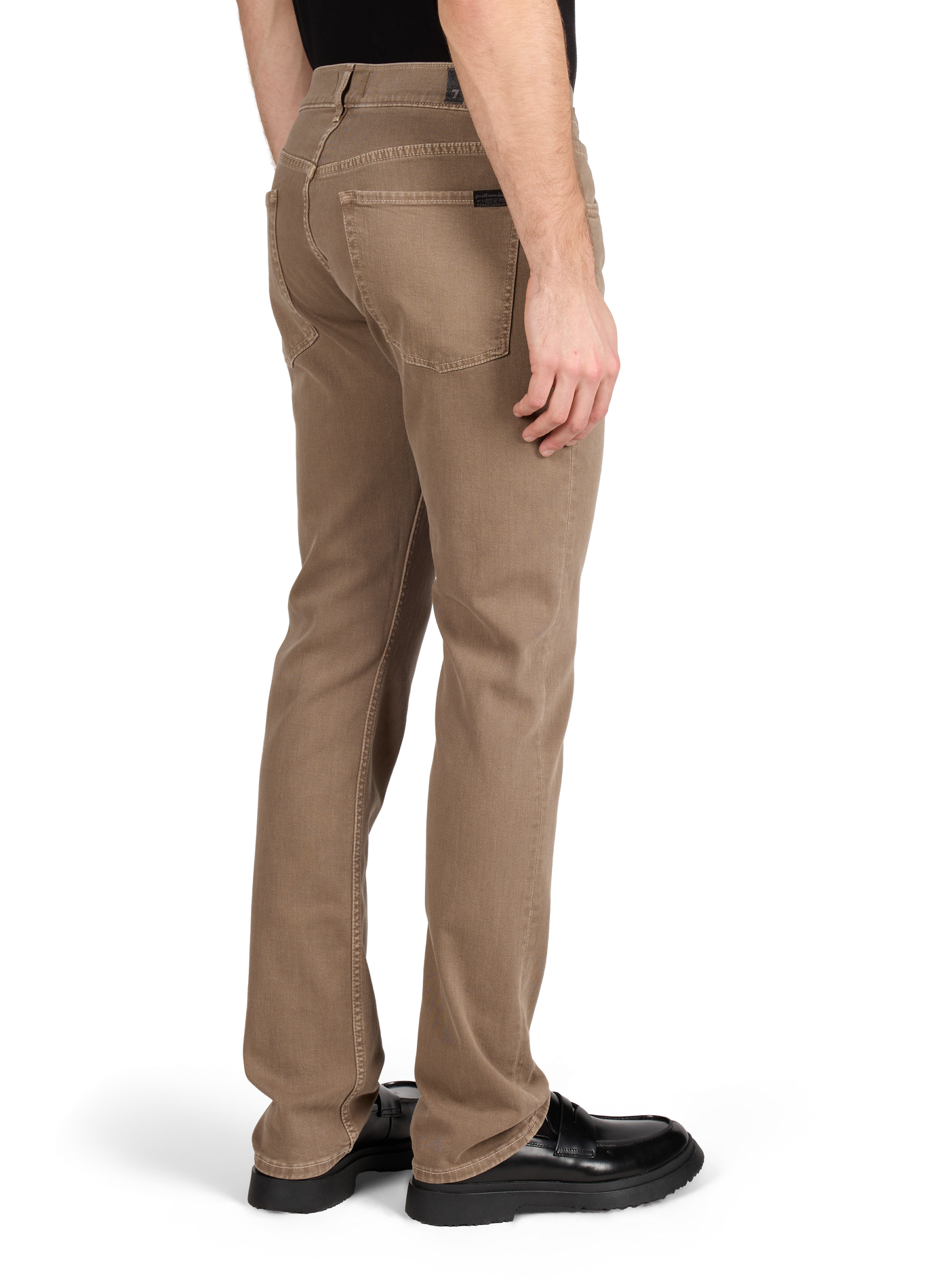 Jeans droit taille normale en coton mélangé 7 FOR ALL MANKIND Marron