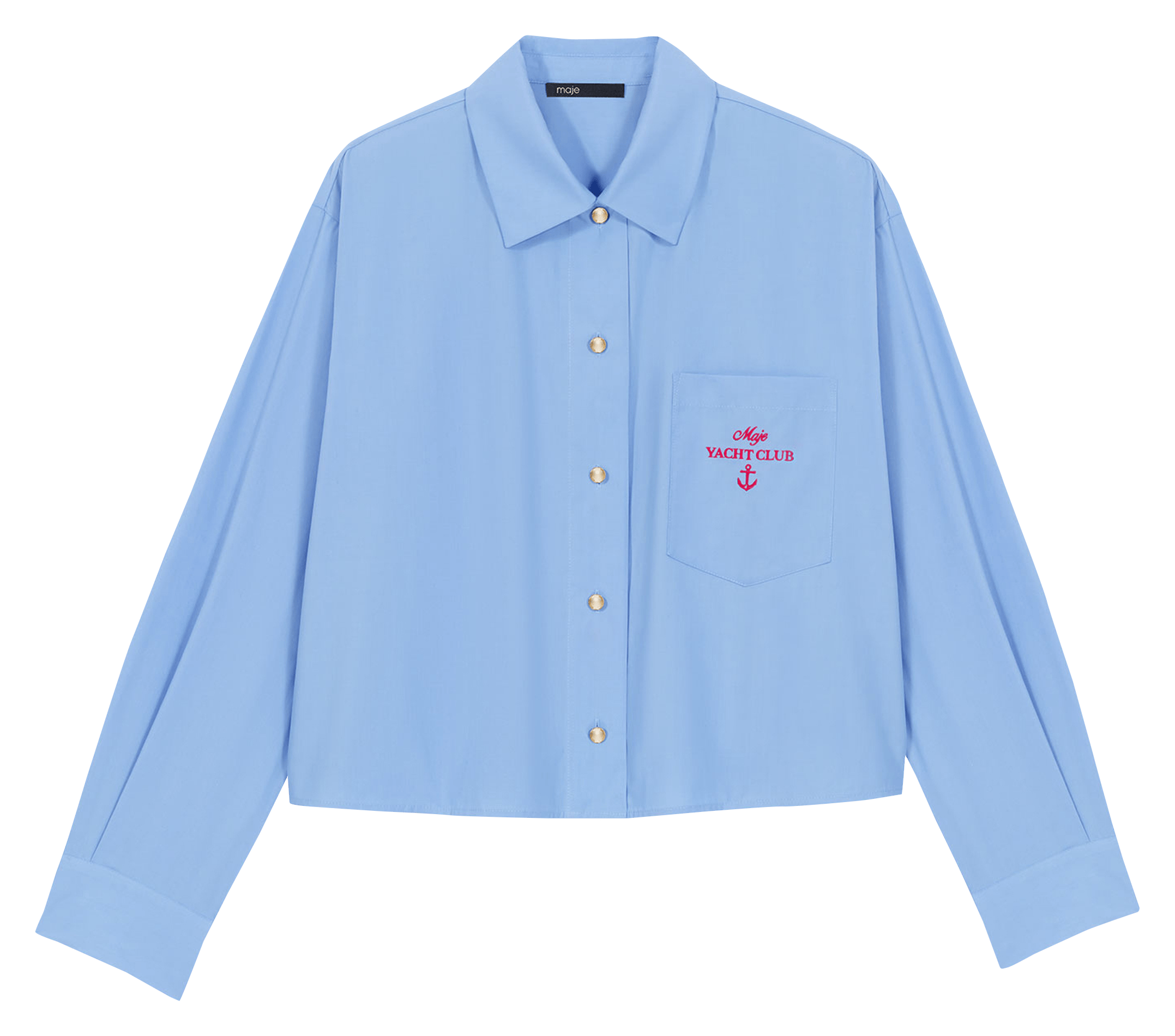 Chemise oversize courte col classique MAJE Bleu