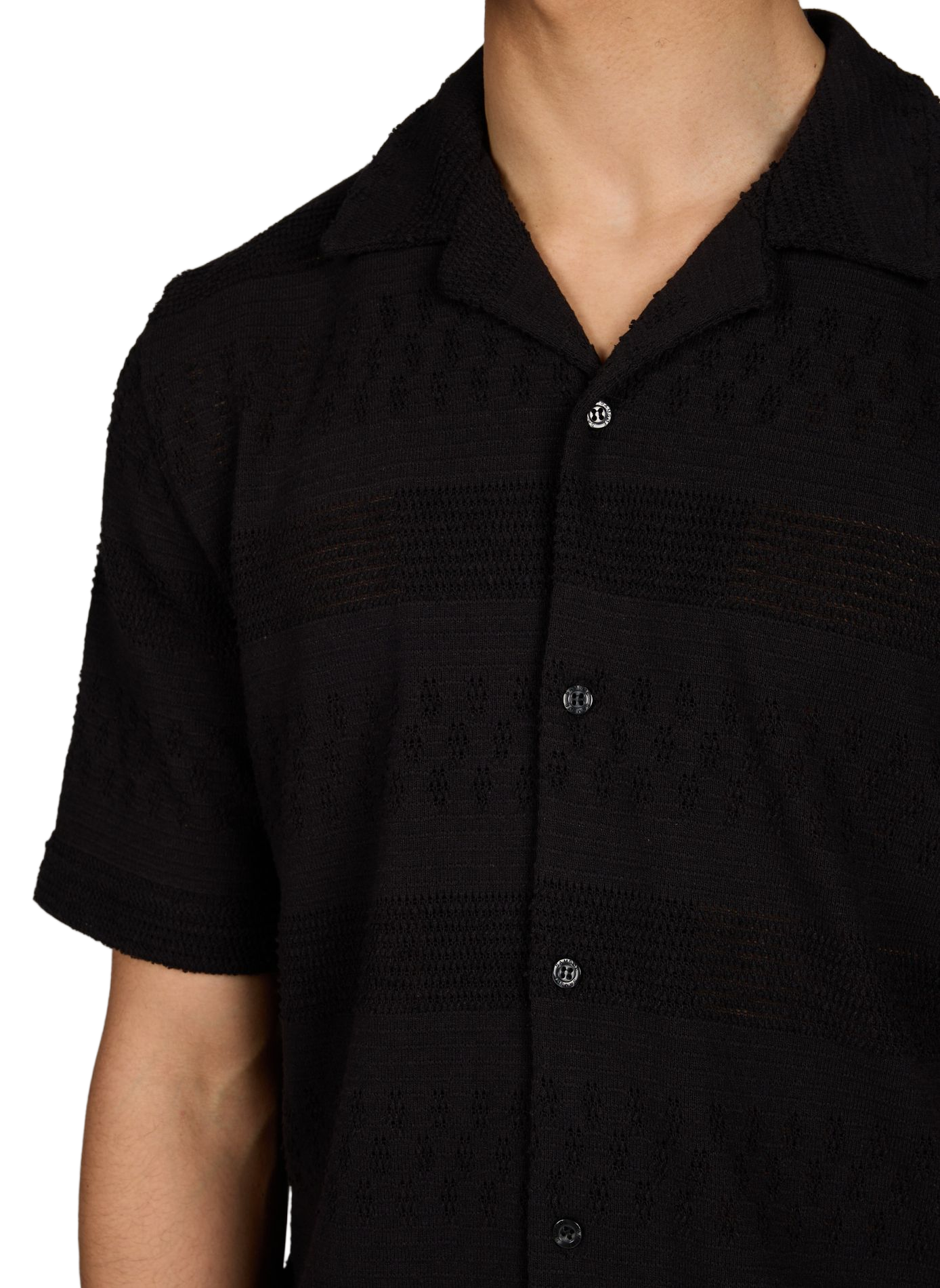 Chemise manches courtes en tricot de coton mélangé SAMSOE SAMSOE Noir