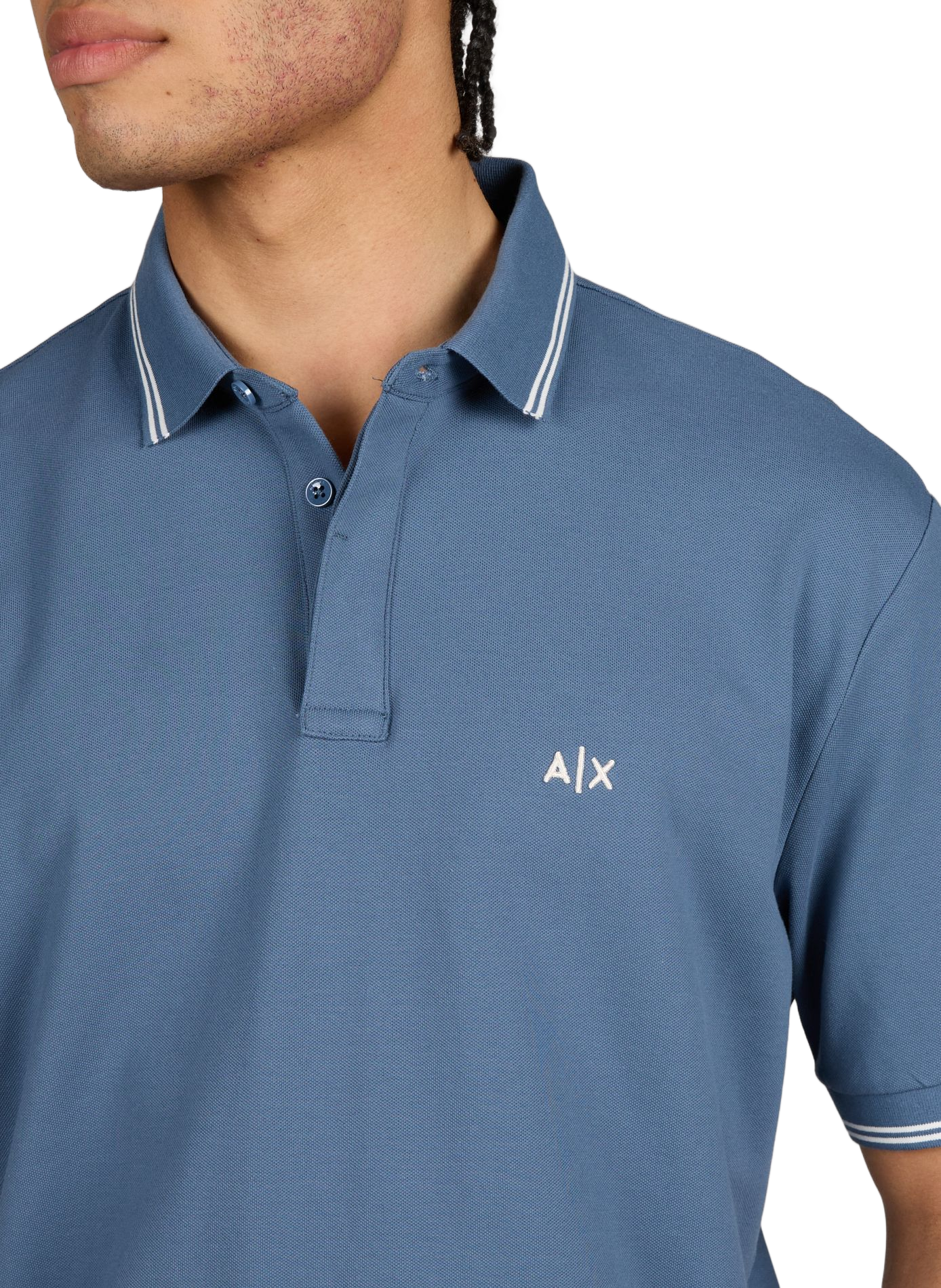 Polo manches courtes en coton mélangé ARMANI EXCHANGE Bleu