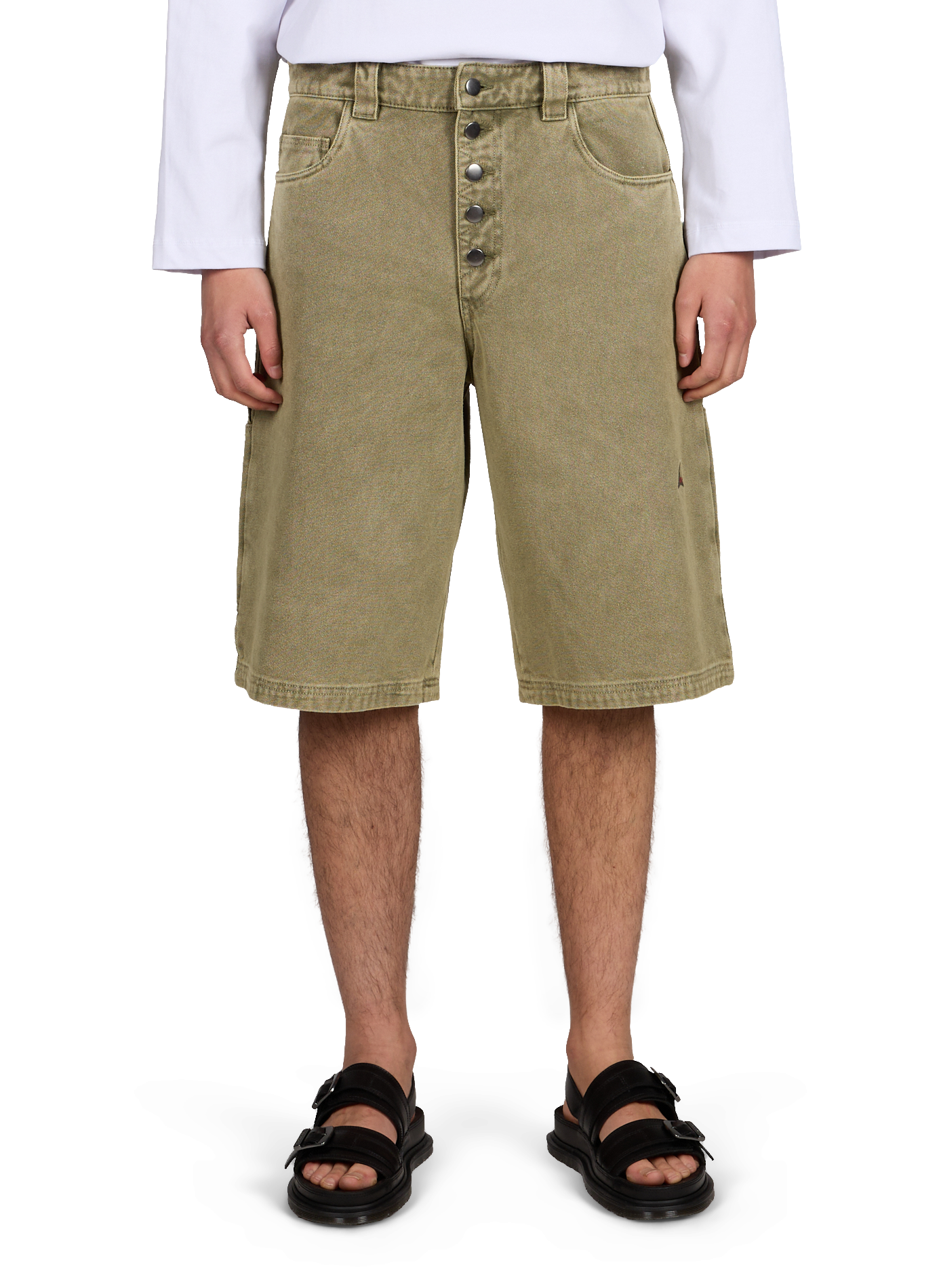 Short droit en denim de coton ROA Vert