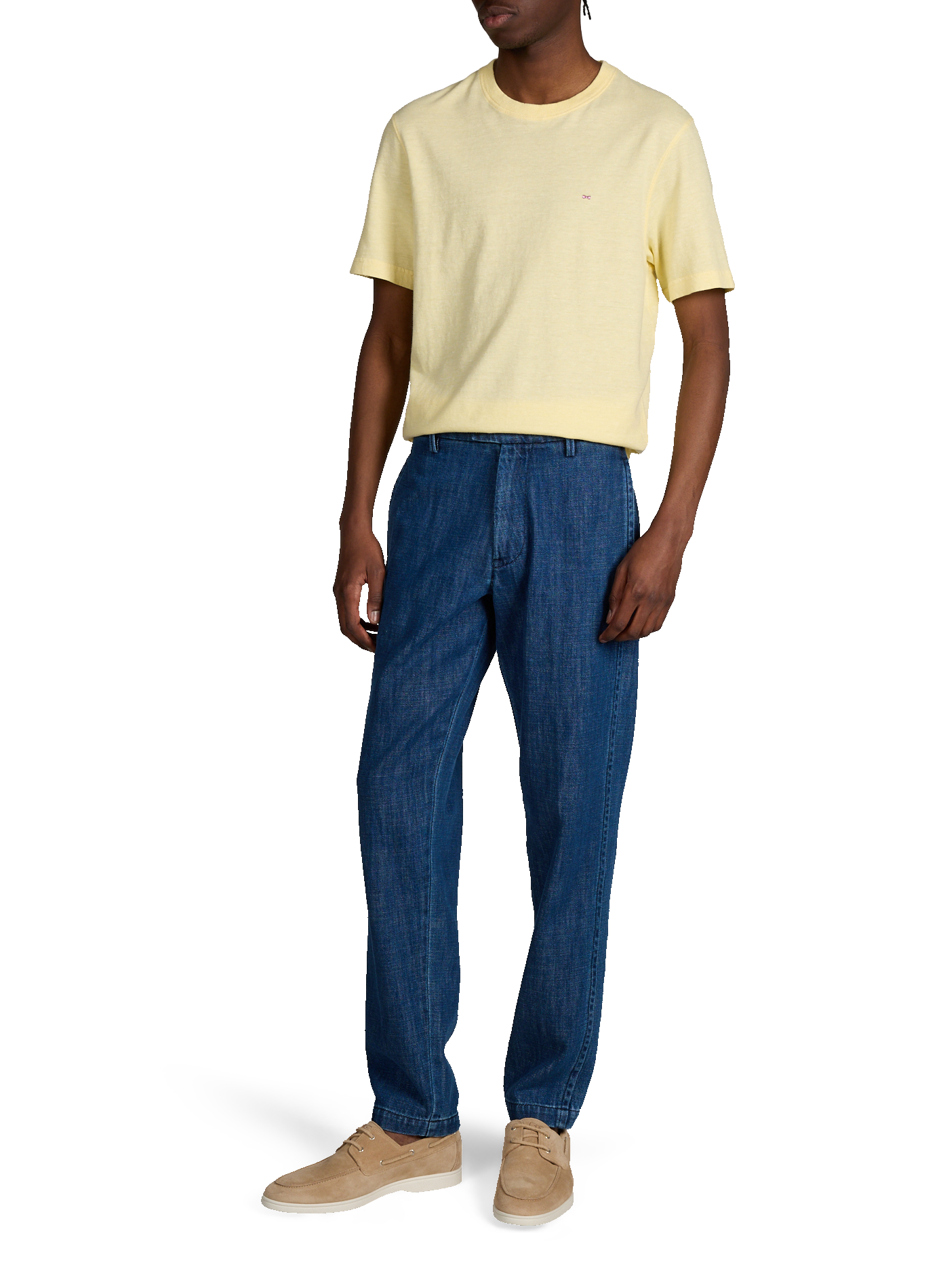 T-shirt à col rond en coton et lin EDEN PARK Jaune