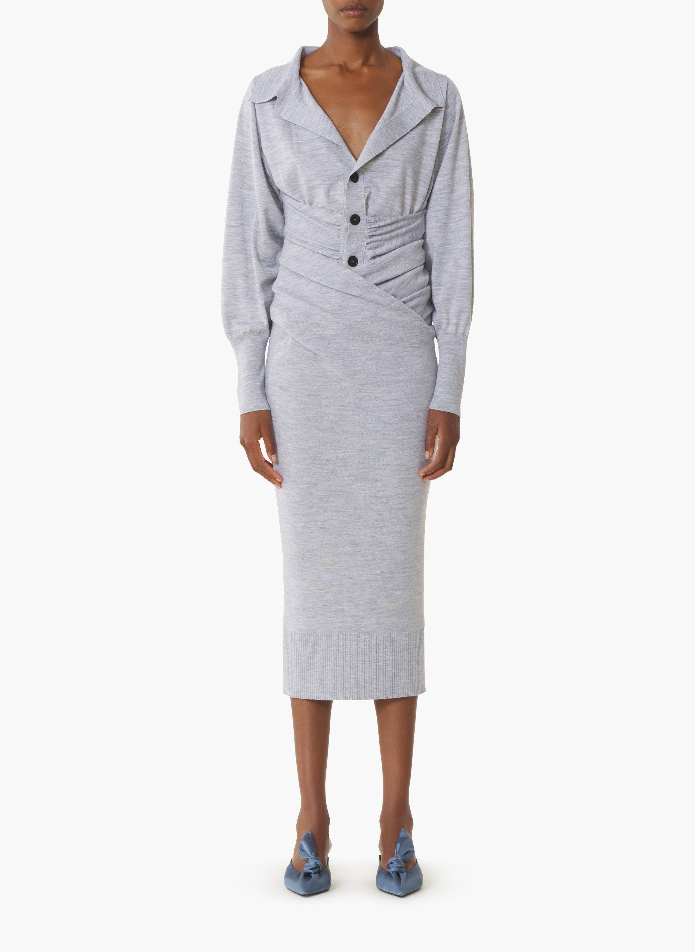 Cardigan drapé en laine LANVIN Noir