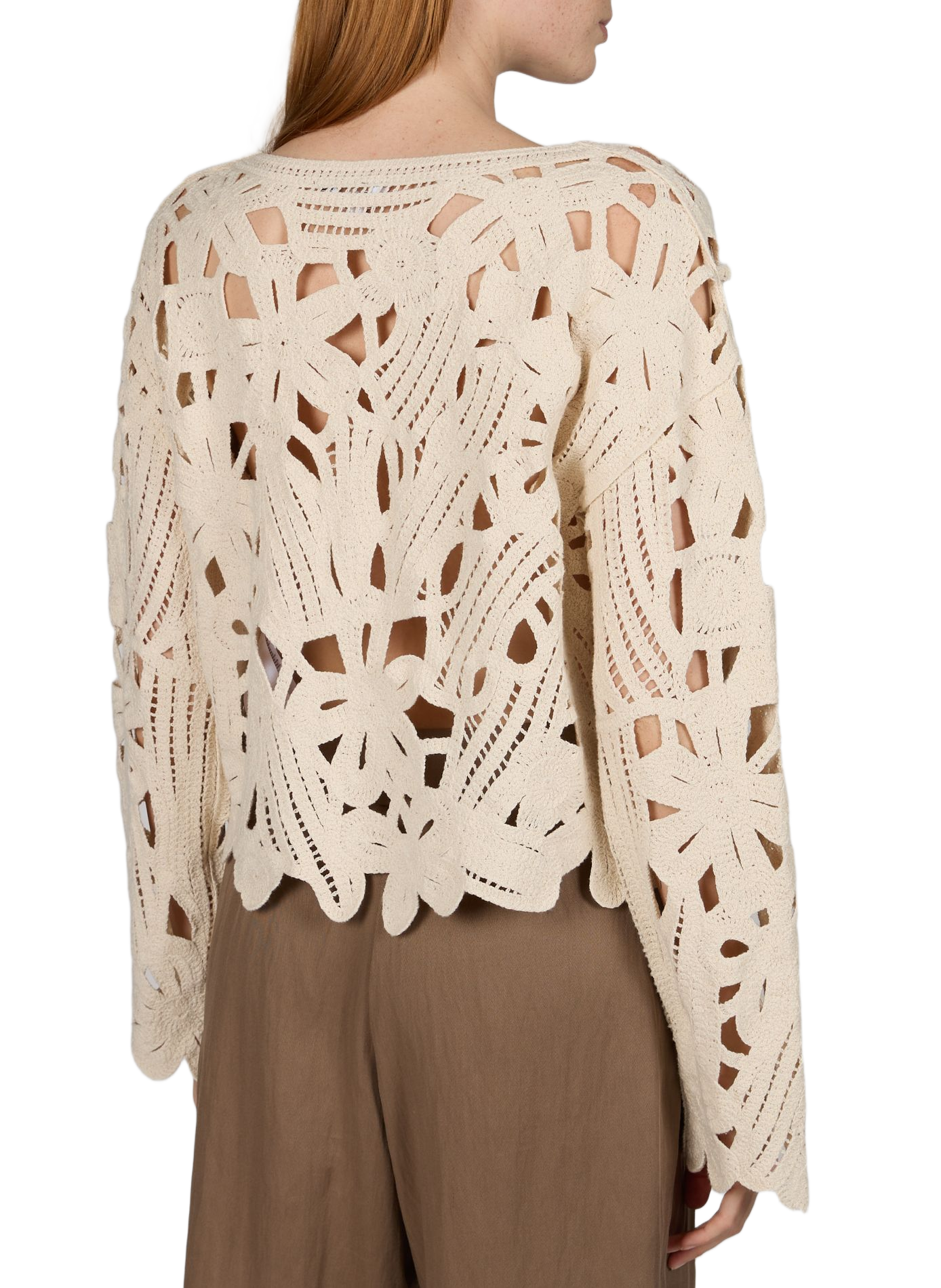 Pull maille ajouré en coton OBJECT Beige