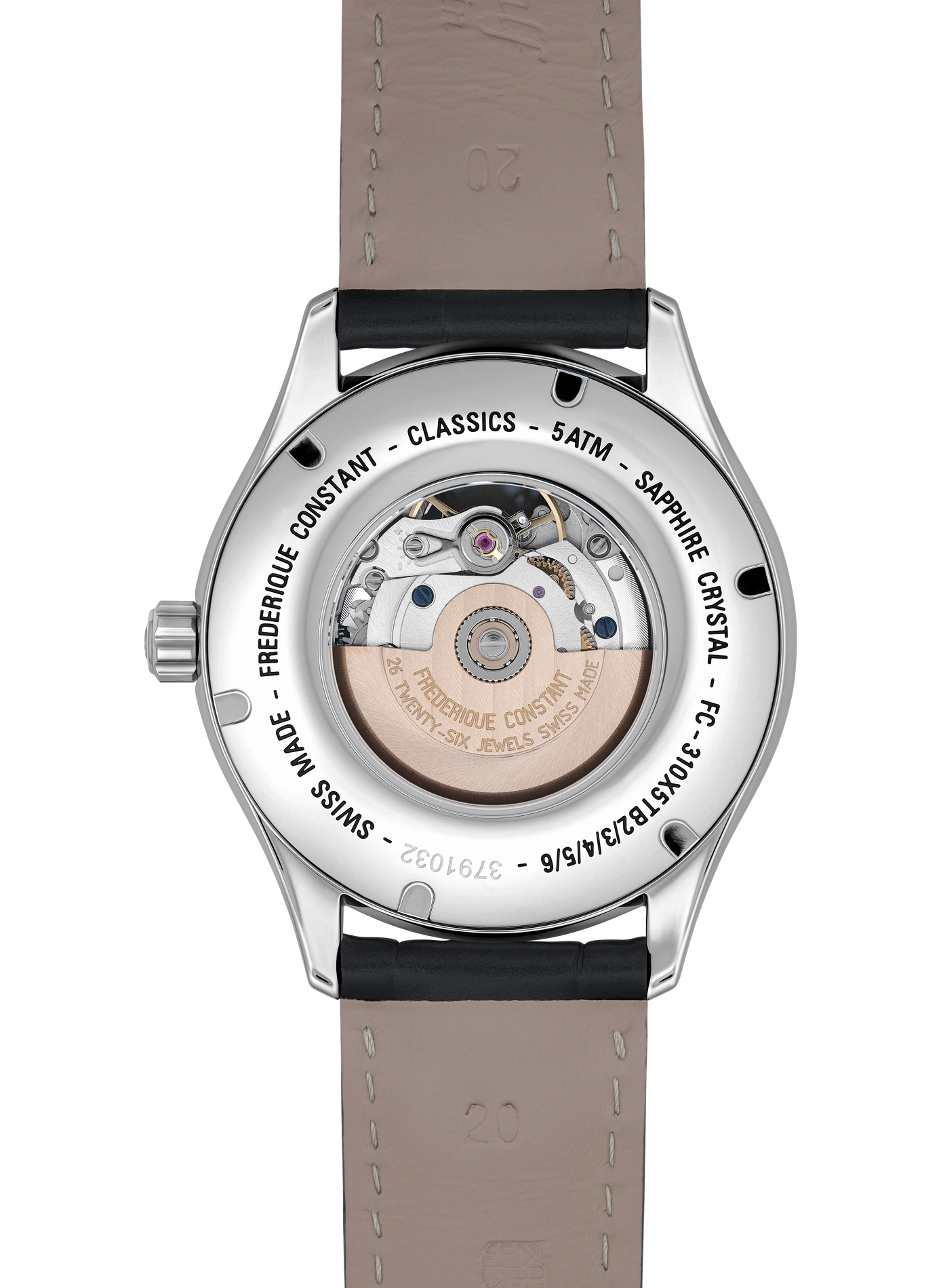 Montre automatique en cuir de veau FREDERIQUE CONSTANT Blanc