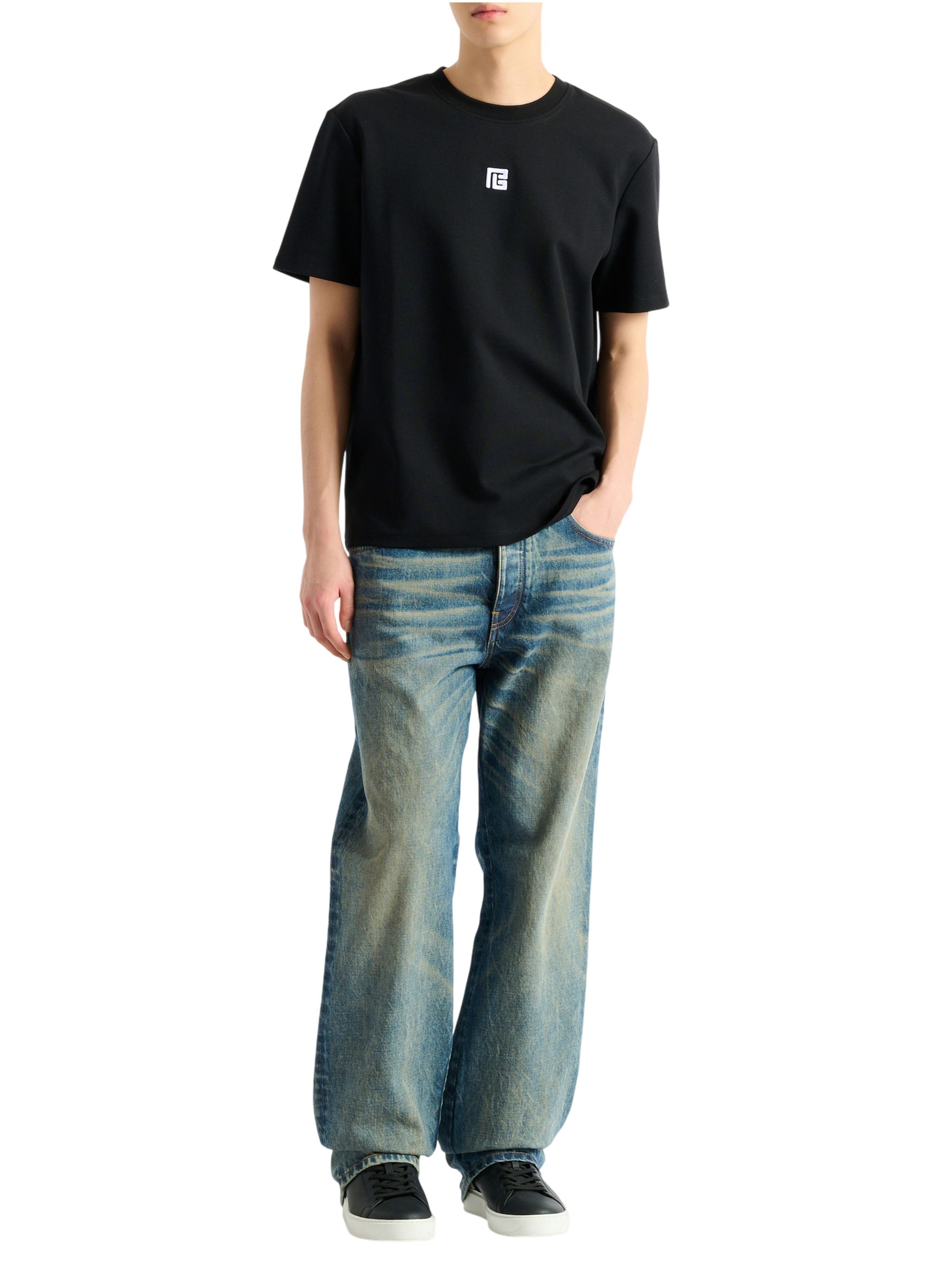 T-shirt avec logo brodé BALMAIN Noir