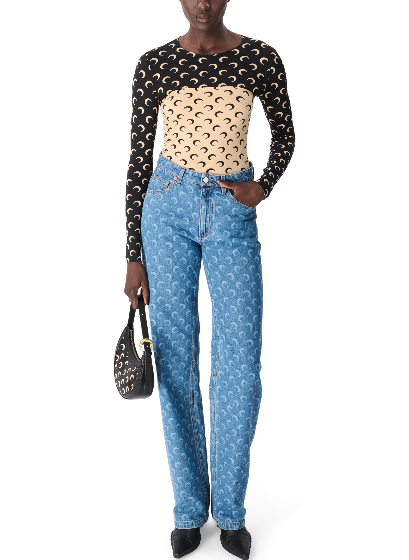 Top met maanprint in jersey | Beige MARINE SERRE Dames
