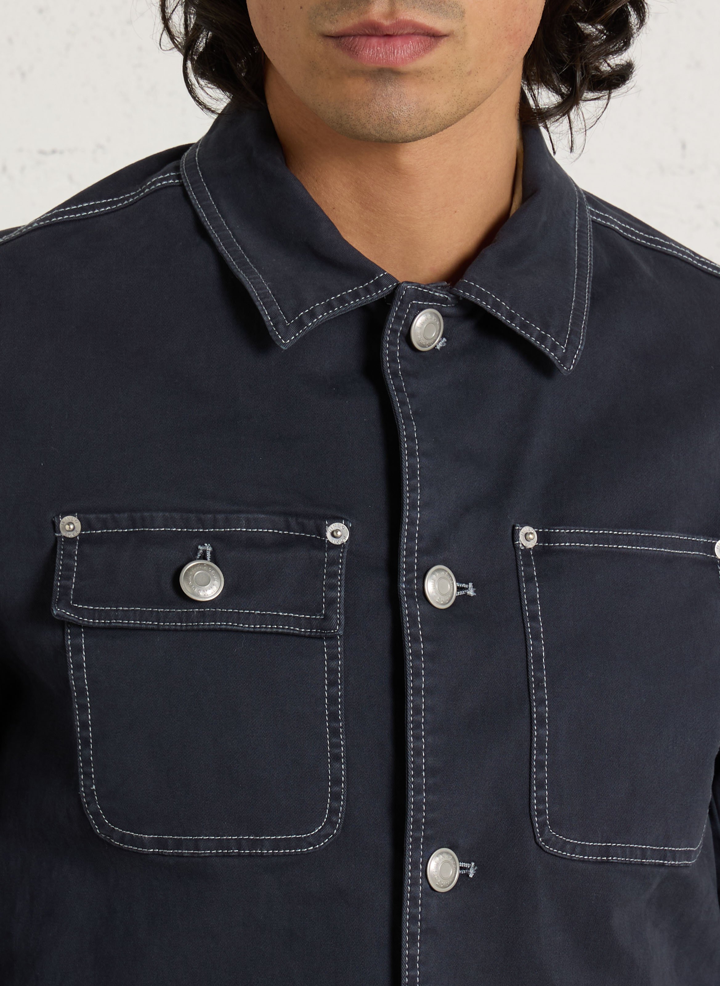 Veste saharienne droite en coton mélangé IKKS Bleu