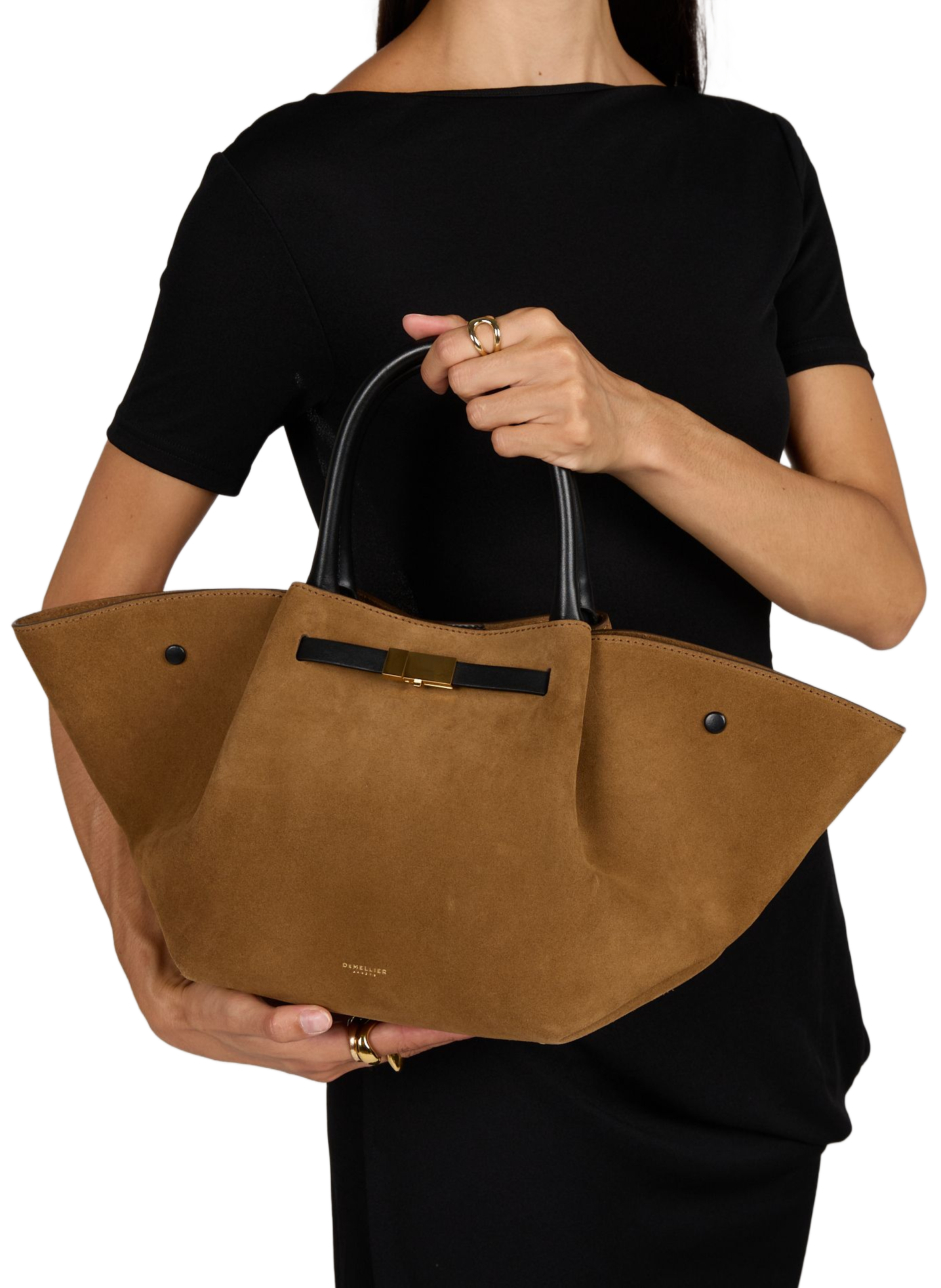 Striped leather handbag DEMELLIER LONDON Beige