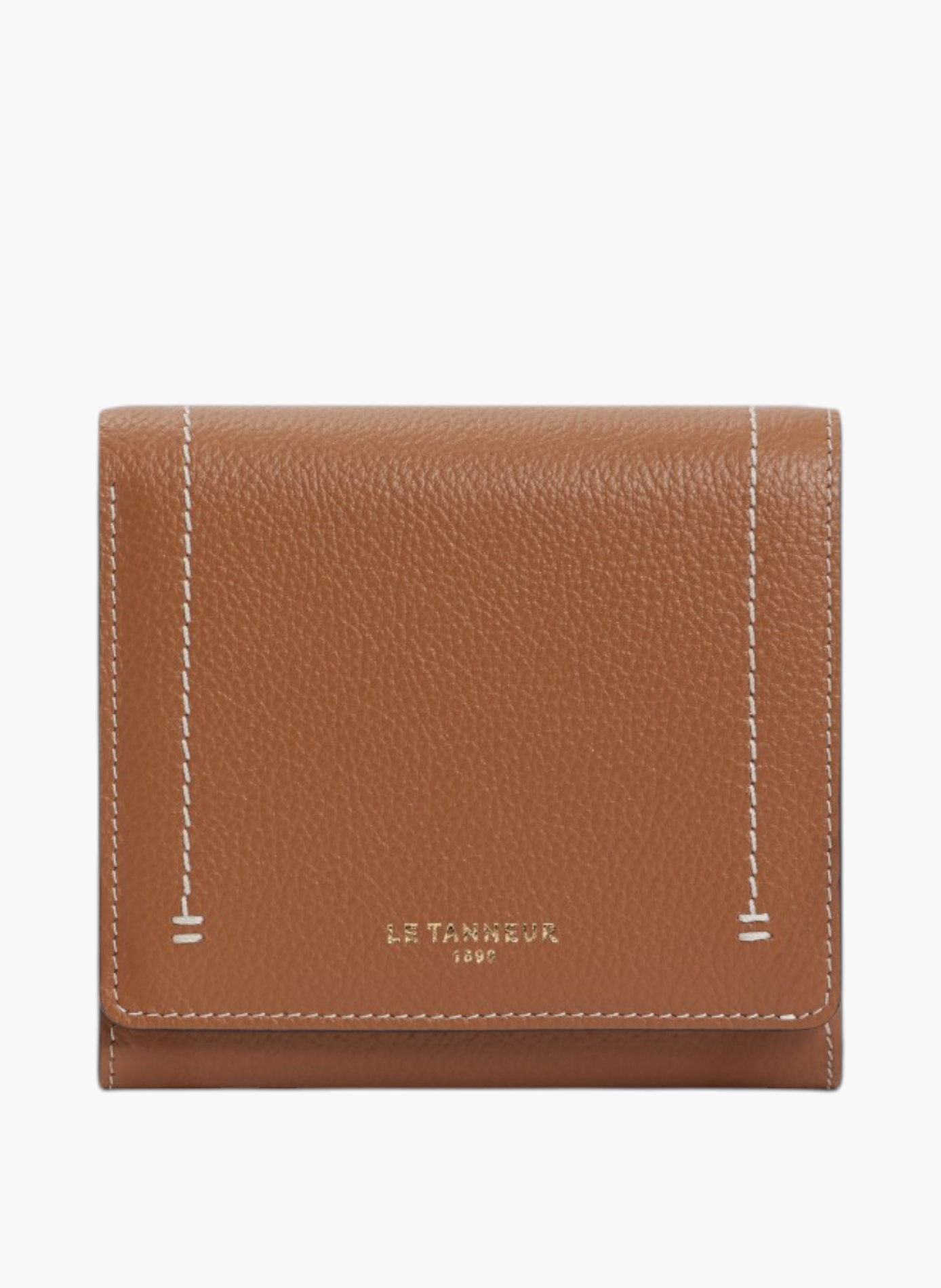 Petit portefeuille à rabat louison en cuir grainé LE TANNEUR Marron