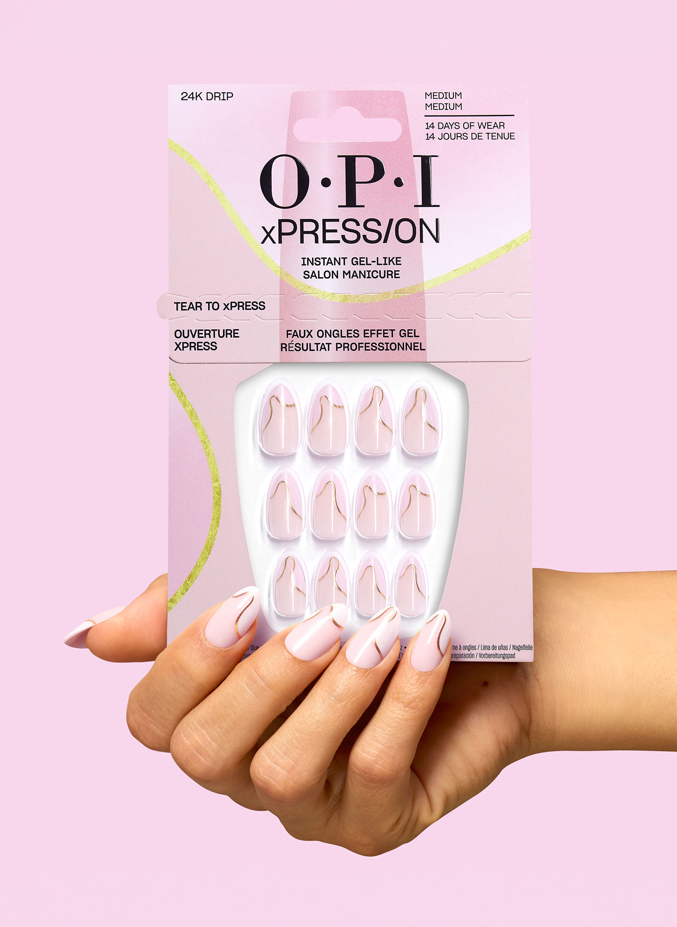 24K Goteo - xPress/On OPI Rose clair & doré