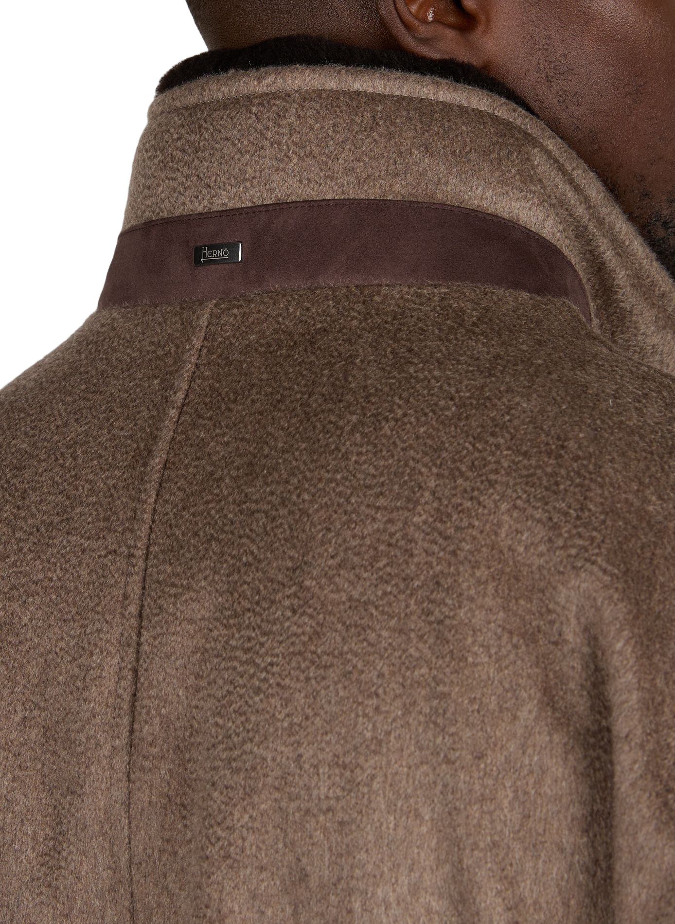 Mid-length solid cashmere coat HERNO Brown