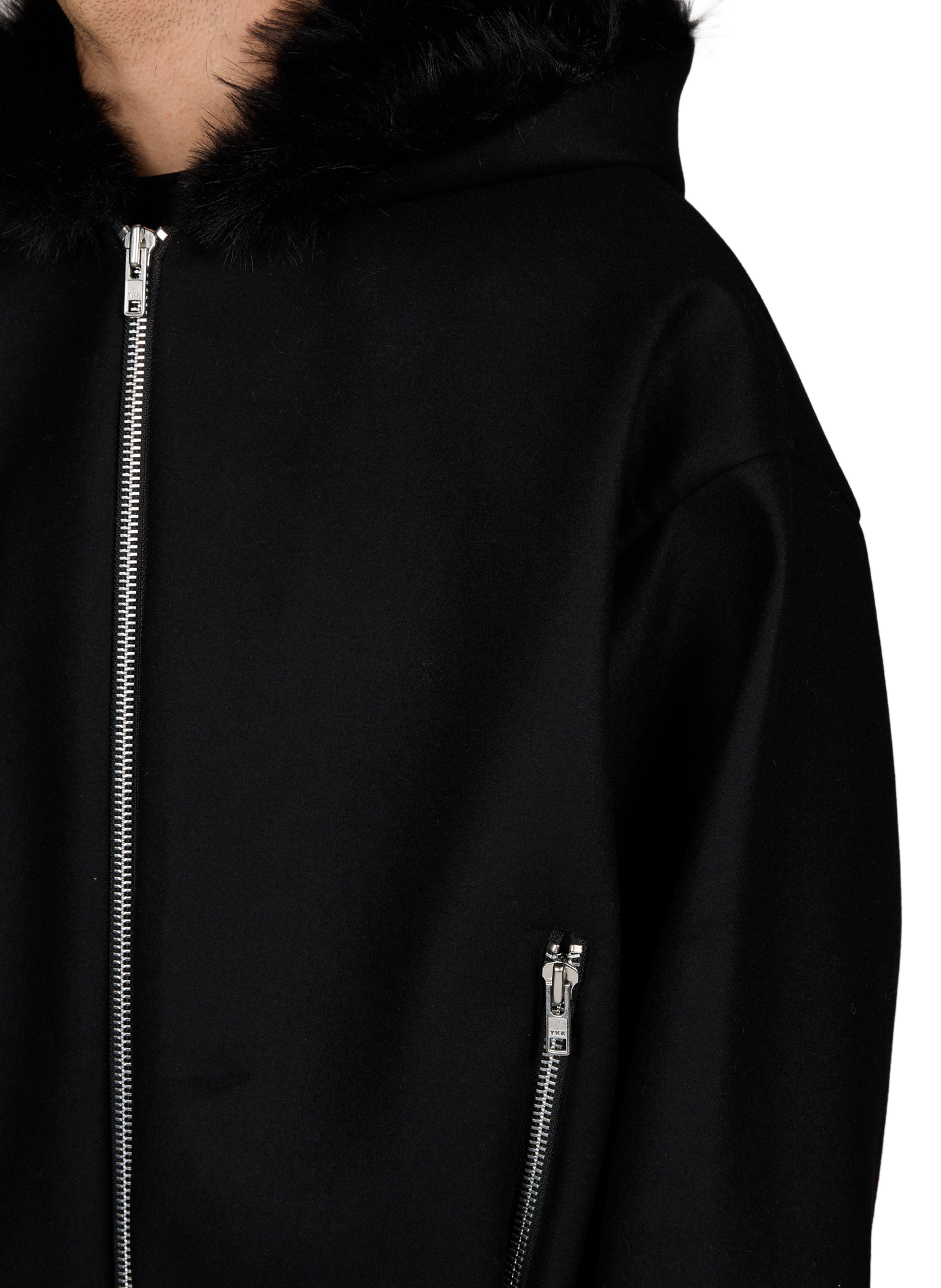 Ruime jas met capuchon van gemengde wol SIMONE ROCHA Zwart