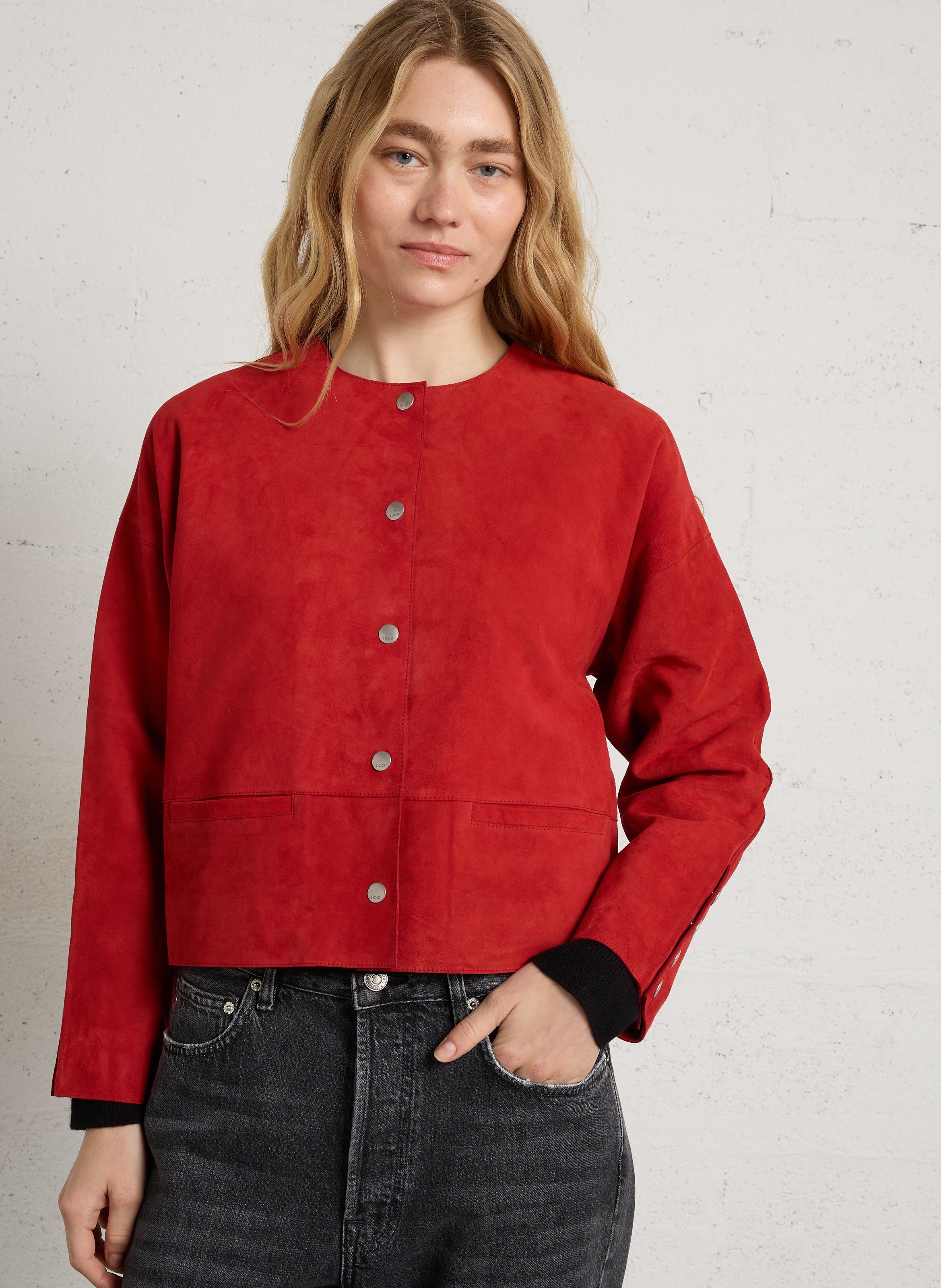 Veste en cuir oversize IKKS Rouge
