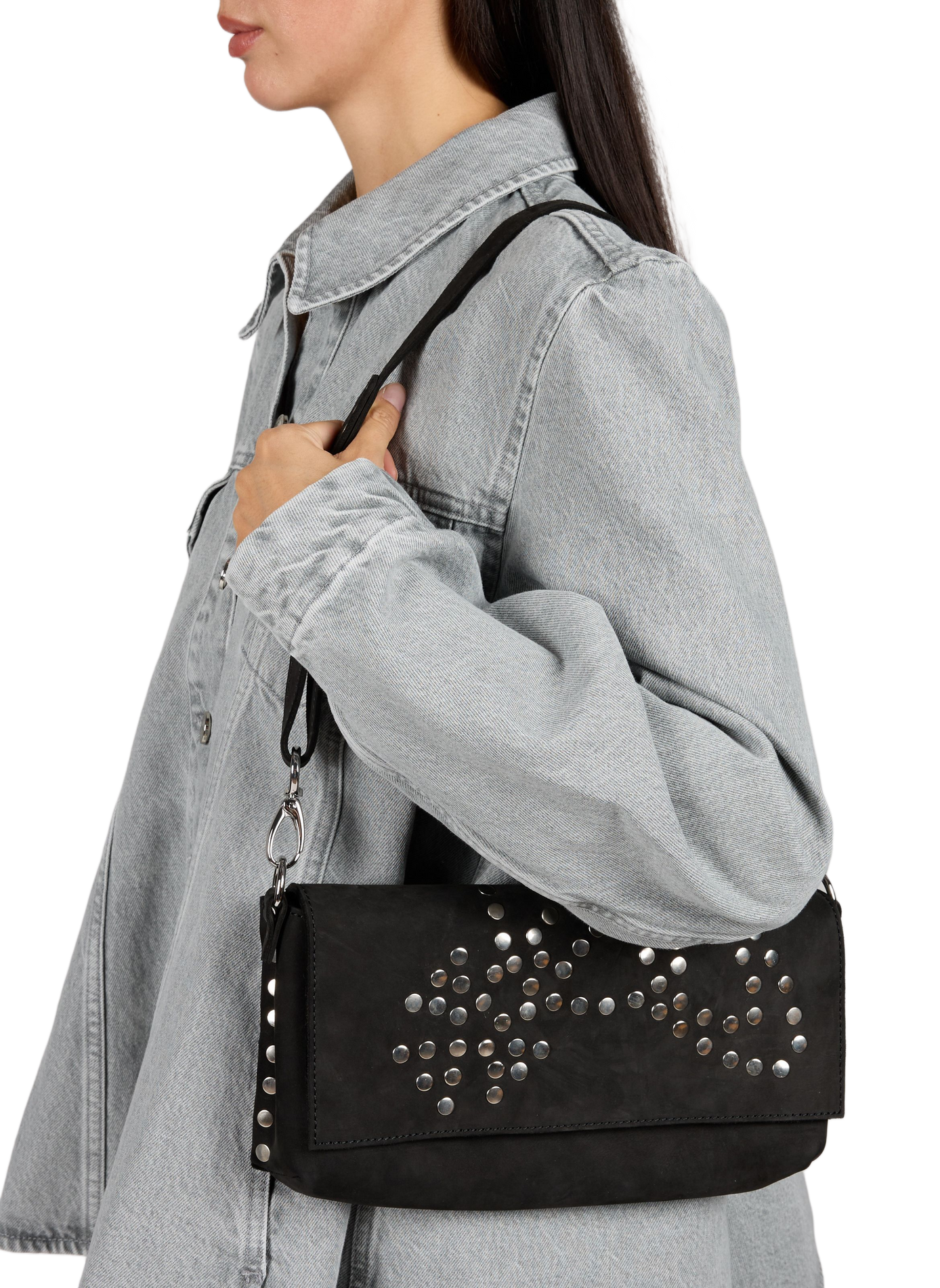 Sac bandoulière à studs en cuir VIVIENNE WESTWOOD Noir