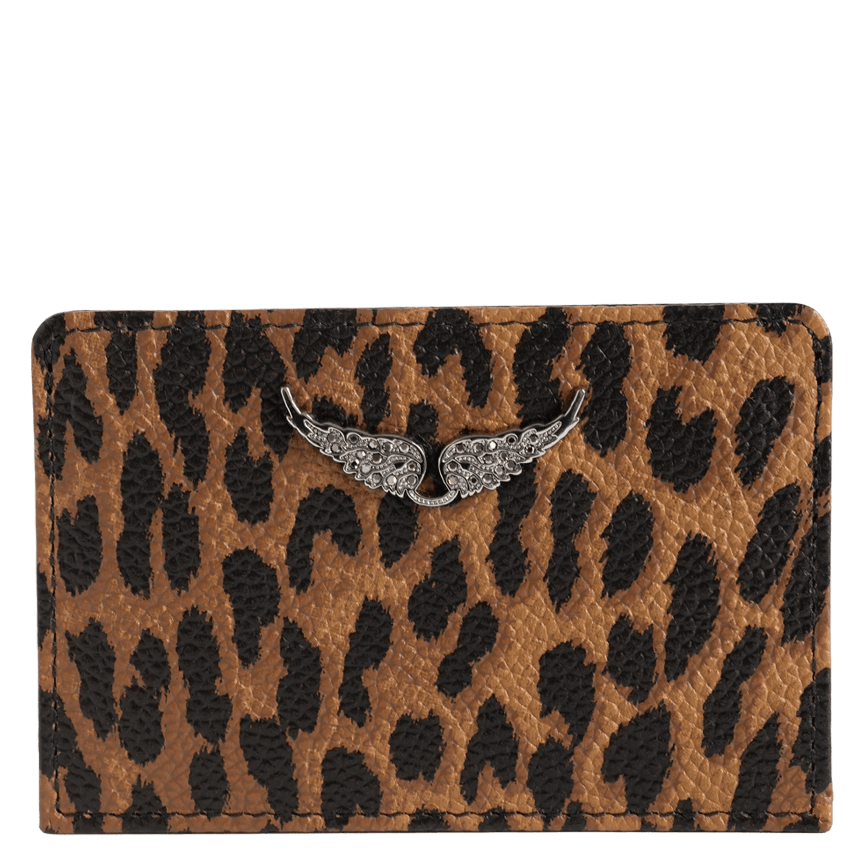 Porte-cartes léopard en cuir zv pass ZADIG&VOLTAIRE Bruin