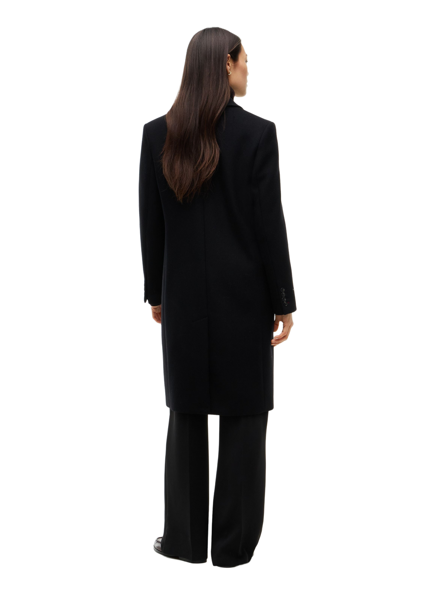 Manteau long uni en laine mélangée TOMMY HILFIGER Black