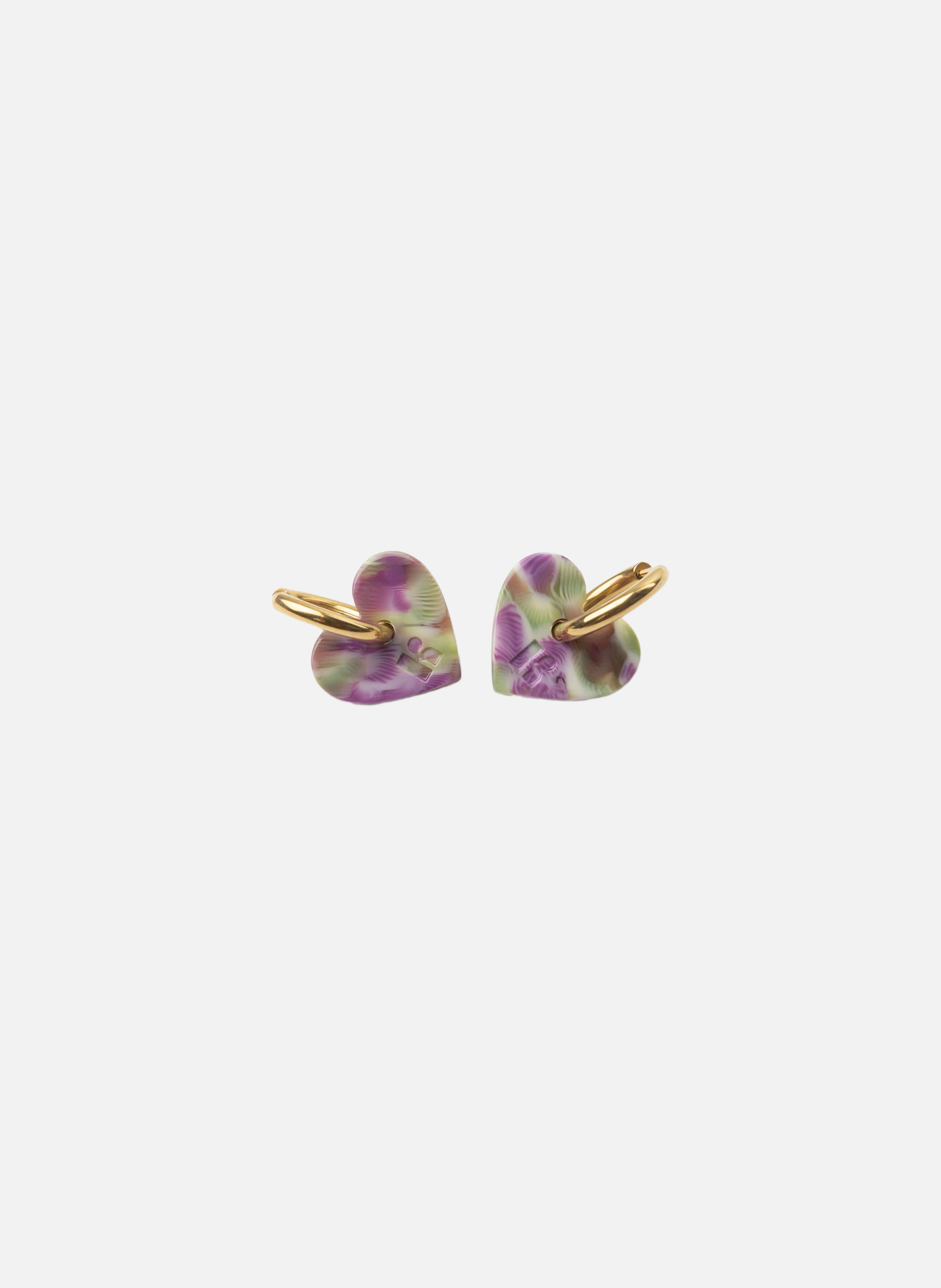 Boucles d'oreilles lova lova avec anneaux en acier inoxydable doré  Magenta et vert