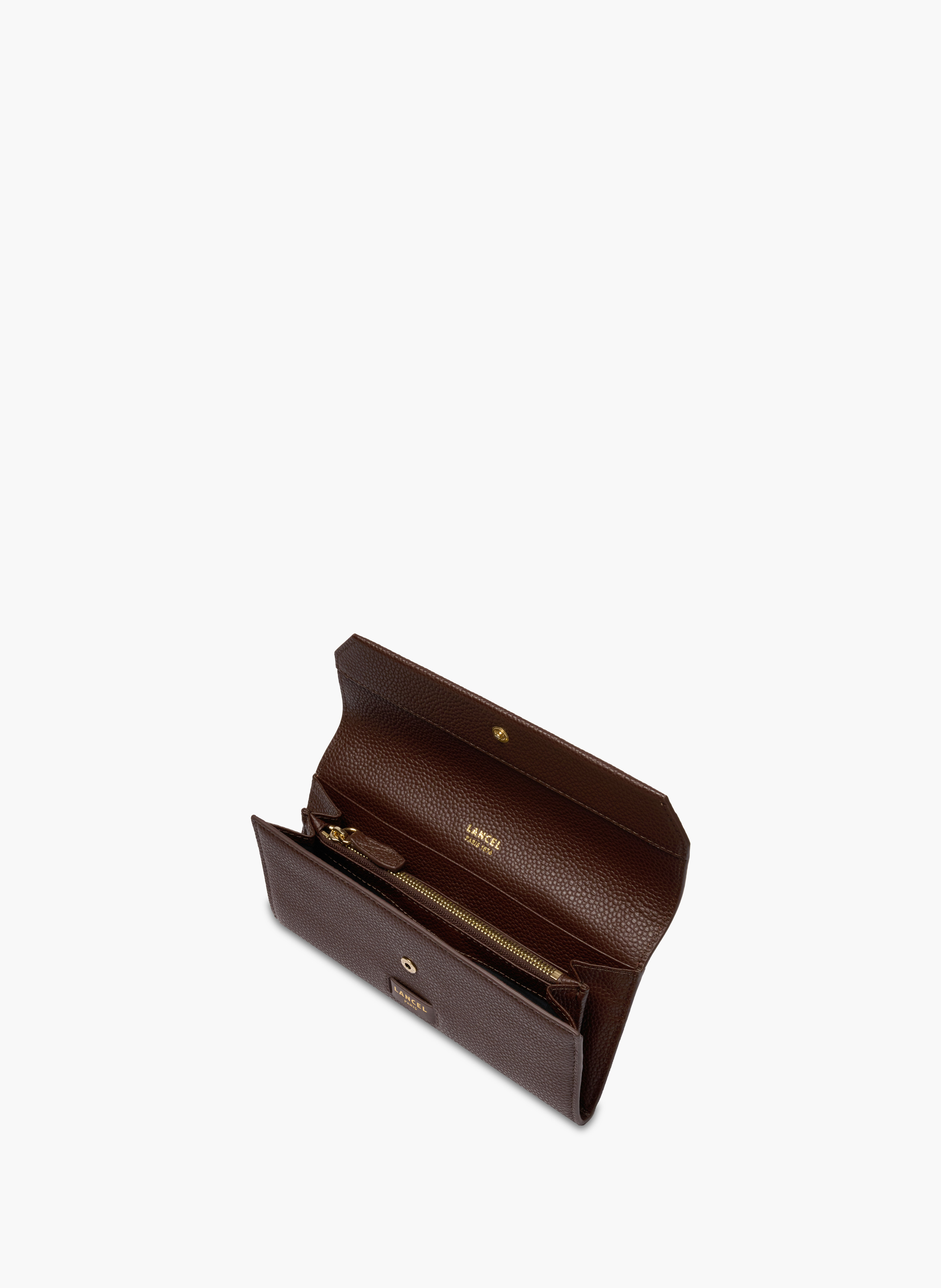 Portefeuille slim rabat ninon de lancel en cuir LANCEL Marron