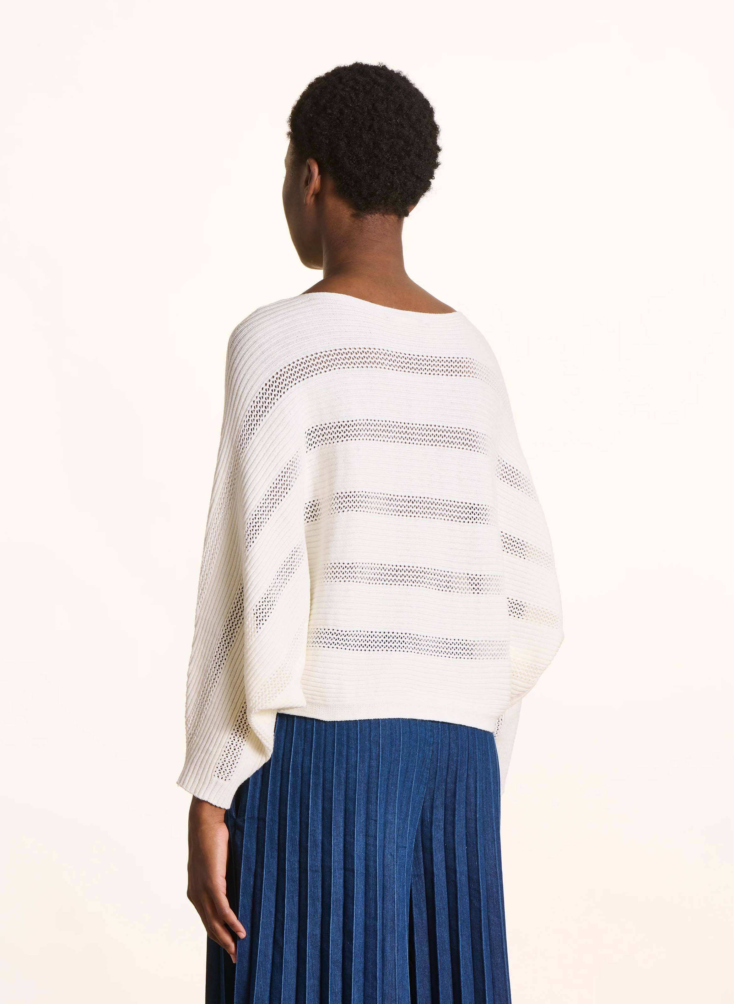 Korte trui met cape-effect in effen breisel LA FEE MARABOUTEE Wit