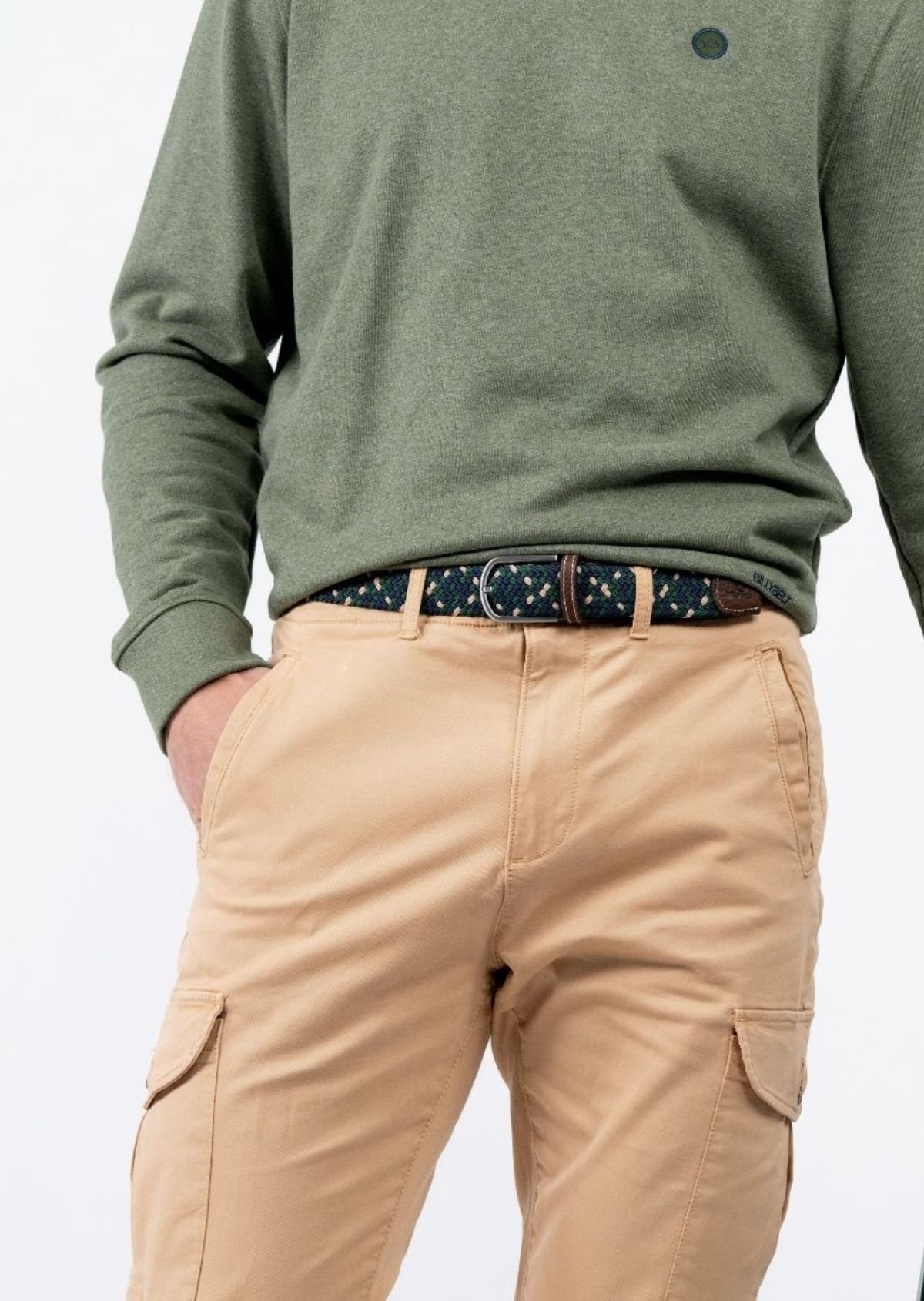 Ceinture tressée élastique multicolore Vert