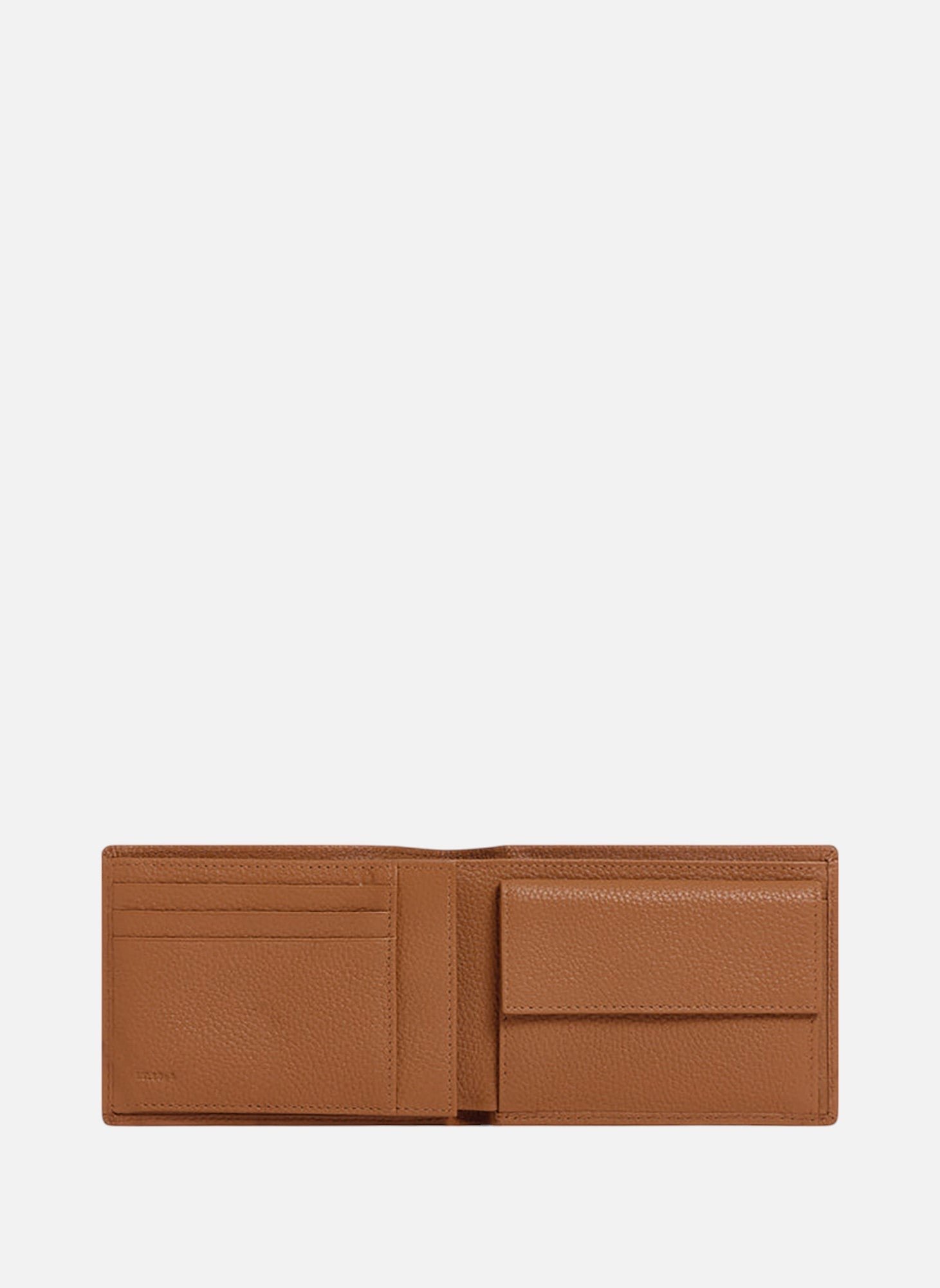 Portefeuille à rabat 2 volets charles en cuir grainé Marron