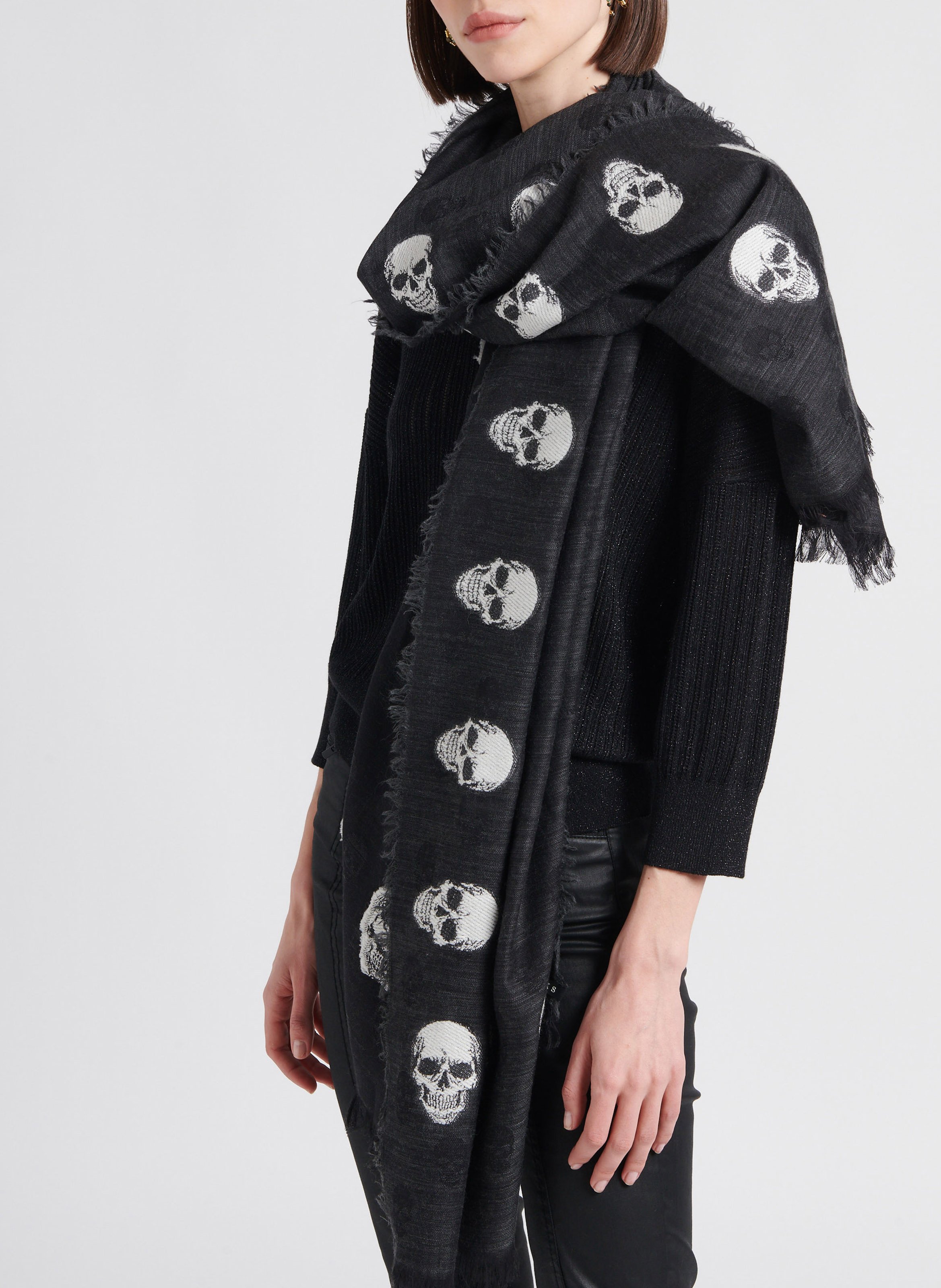 Foulard imprimé tête de mort IKKS Gris