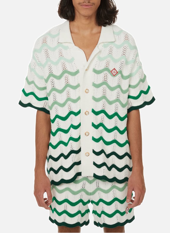 Chemise rayé en maille Vert by CASABLANCA PARIS CASABLANCA PARIS Chemise rayé en maille Vert
