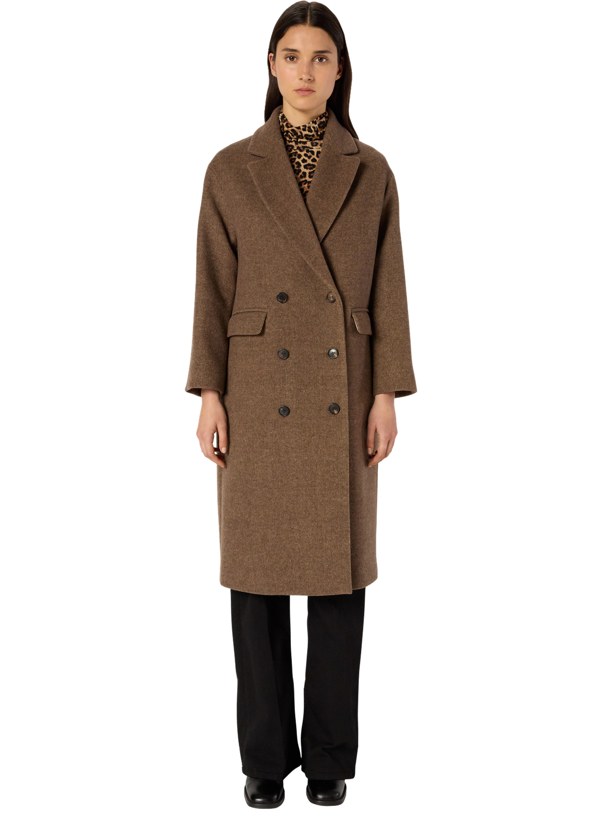 Manteau croisé en laine sergée - mady GERARD DAREL Marron
