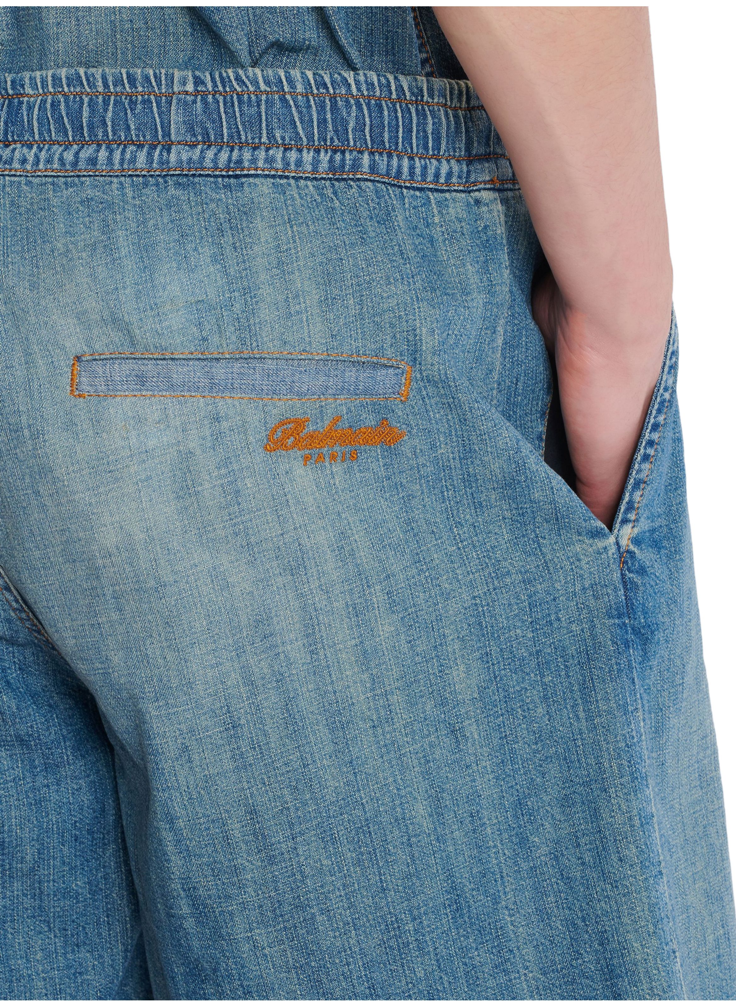 Short en denim délavé BALMAIN Bleu