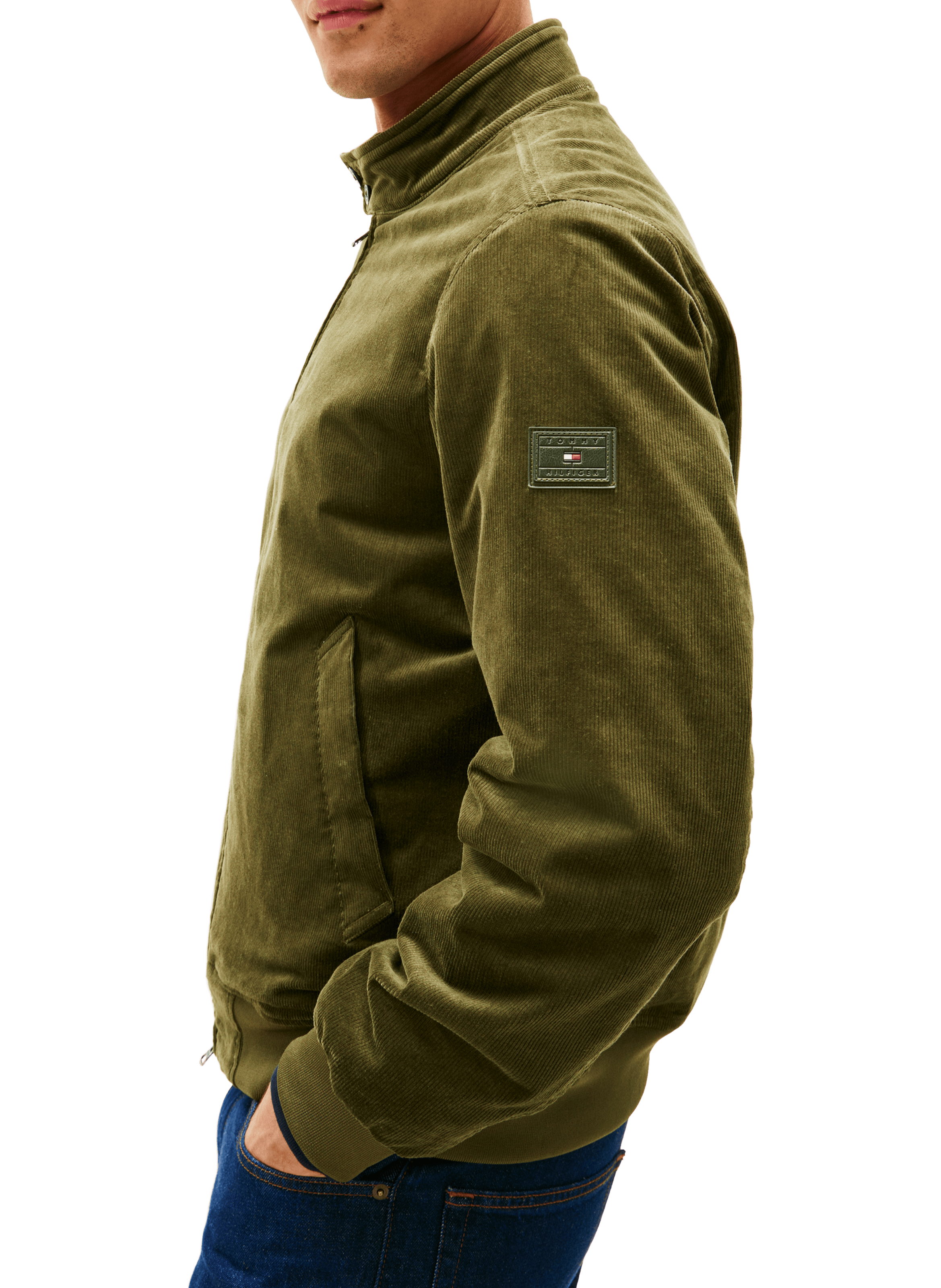 Ribbed velvet effect jacket in mixed cotton TOMMY HILFIGER Green