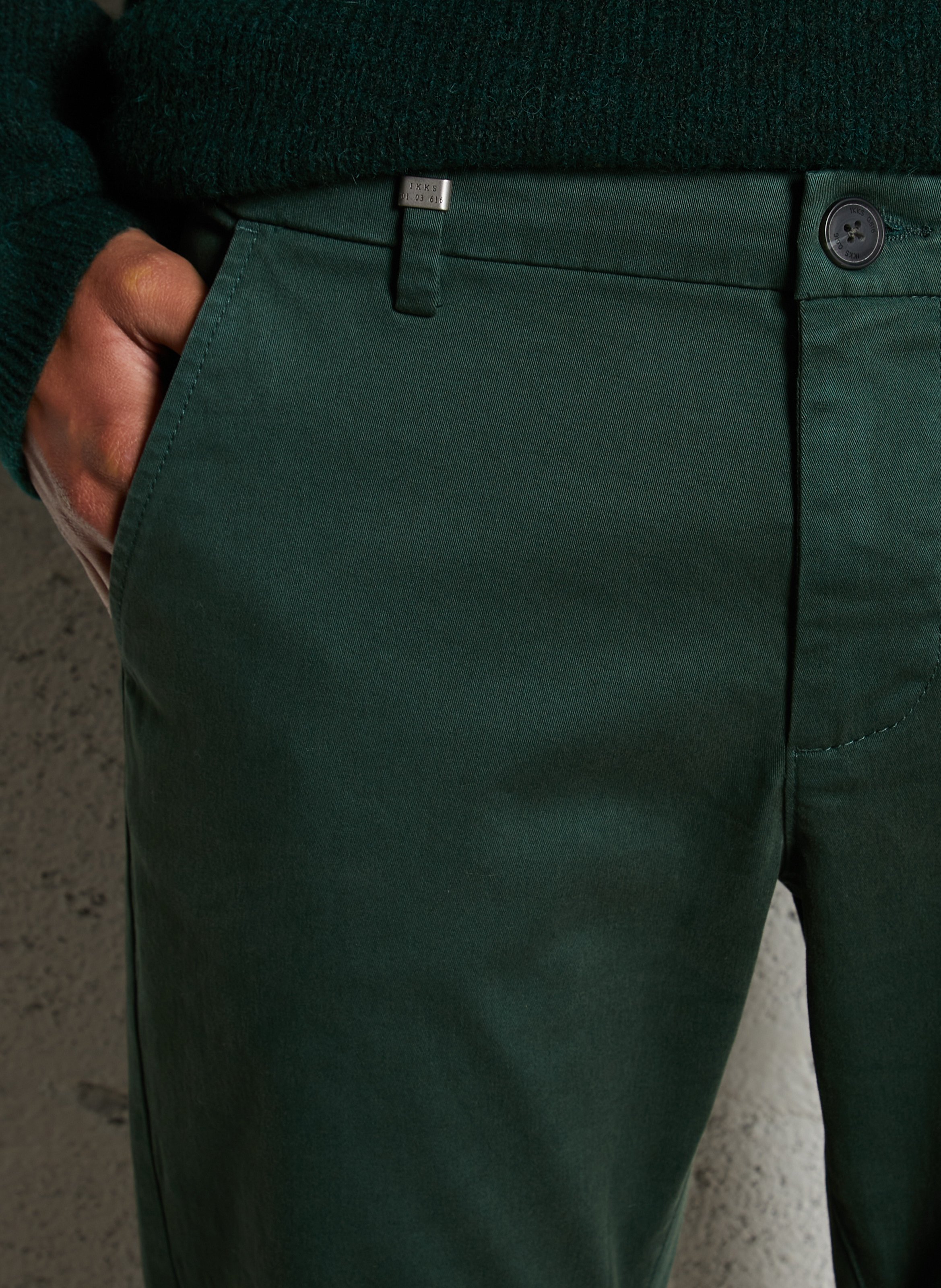 Chino slim-fit en coton mélangé Vert