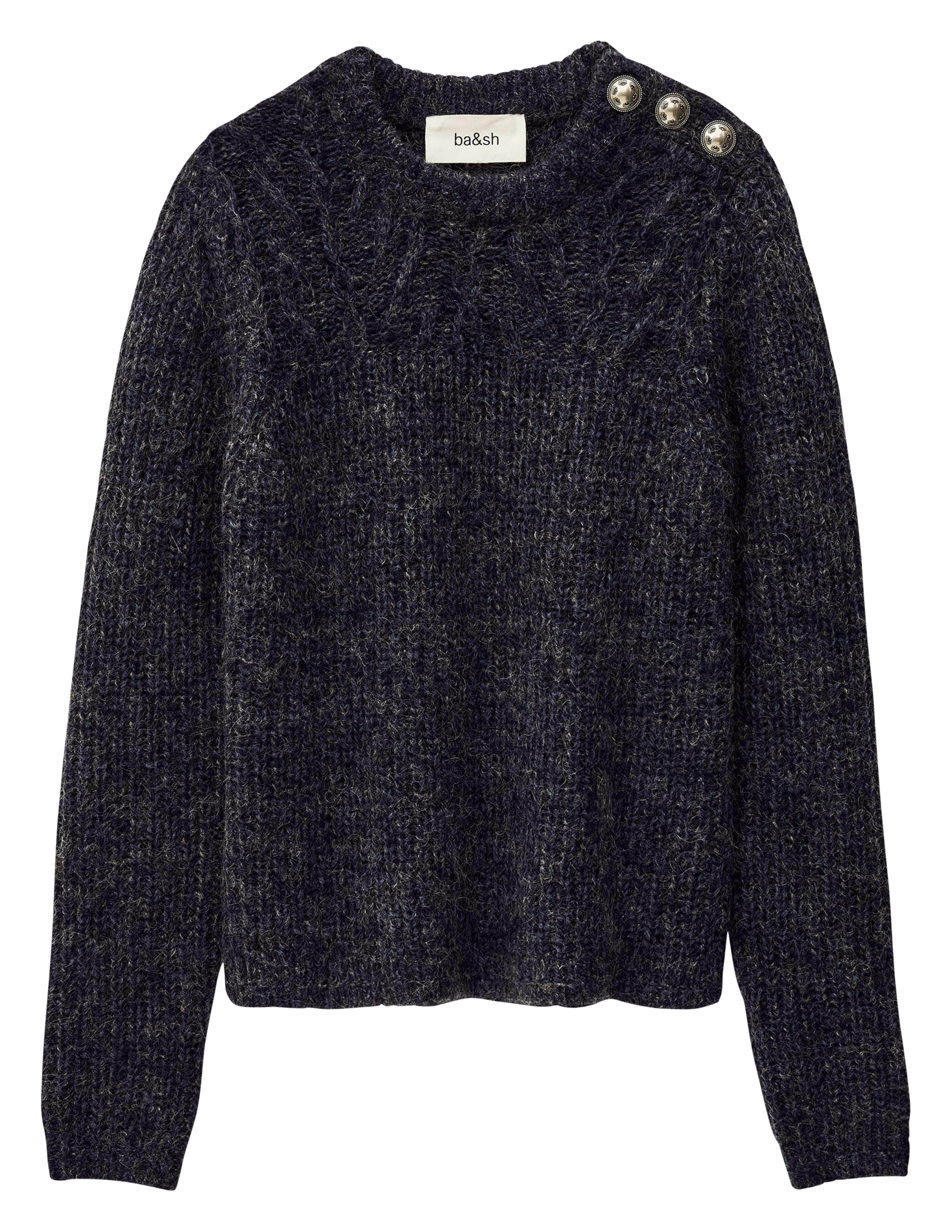 Pull ample uni en laine mélangée rachelle Bleu