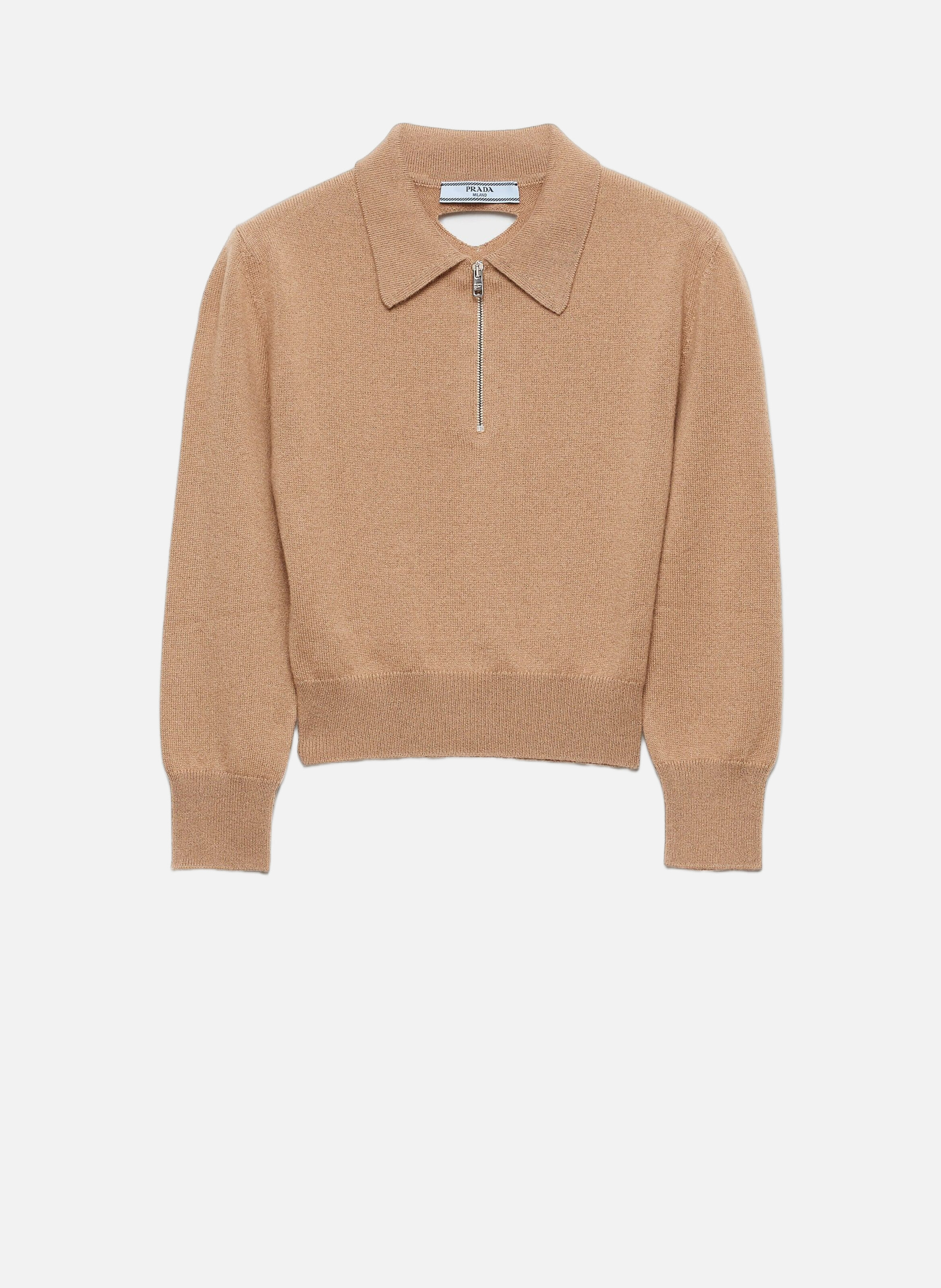 Pull polo en cachemire PRADA Marron