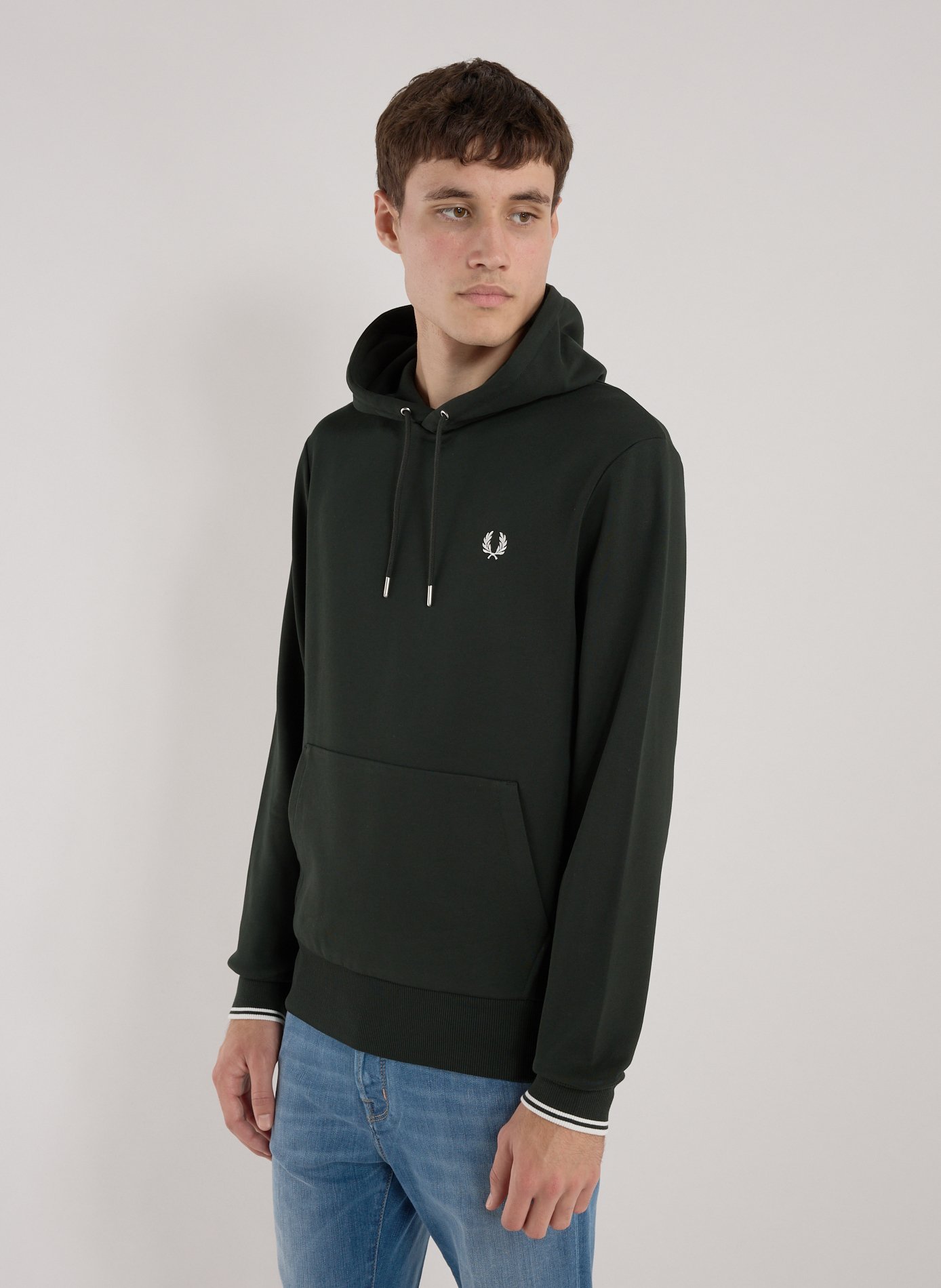 FRED PERRY Oversized cotton hoodie Green