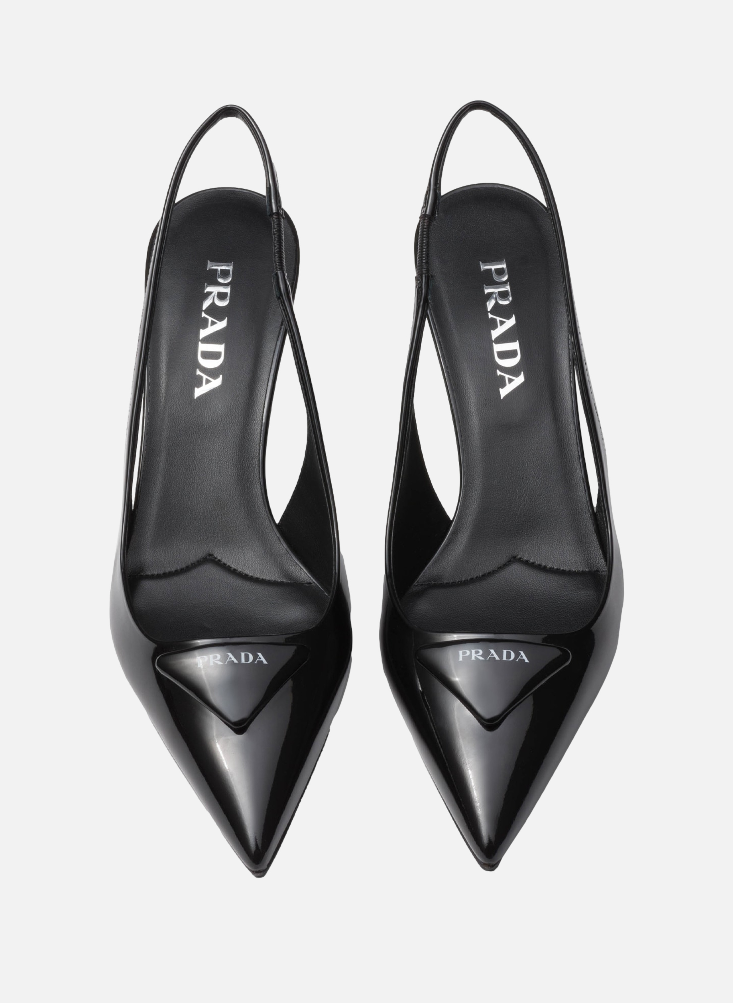 Escarpins à bride arrière en cuir verni PRADA Noir