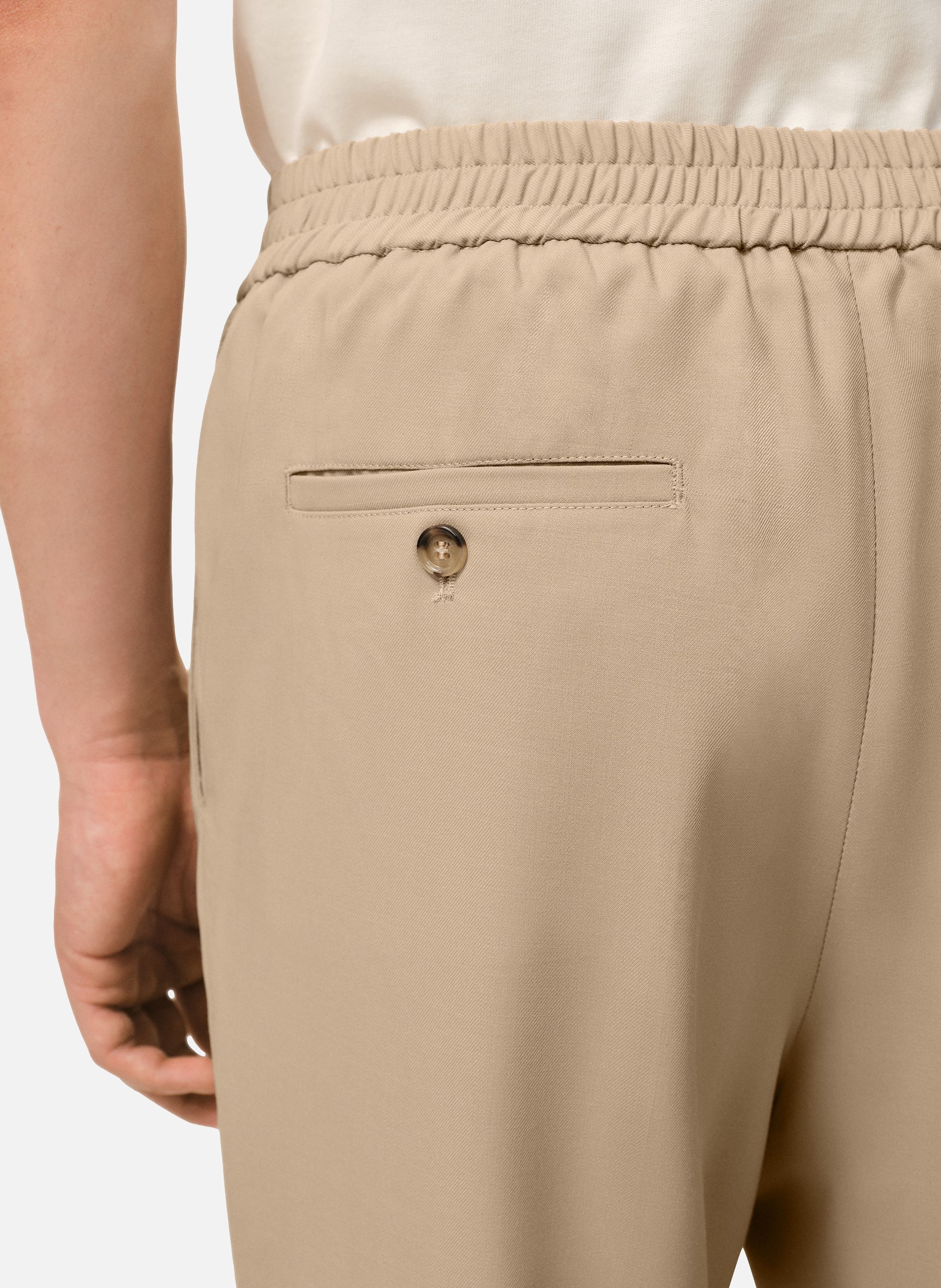 Pantalon taille elastiquée en laine AMI PARIS Beige