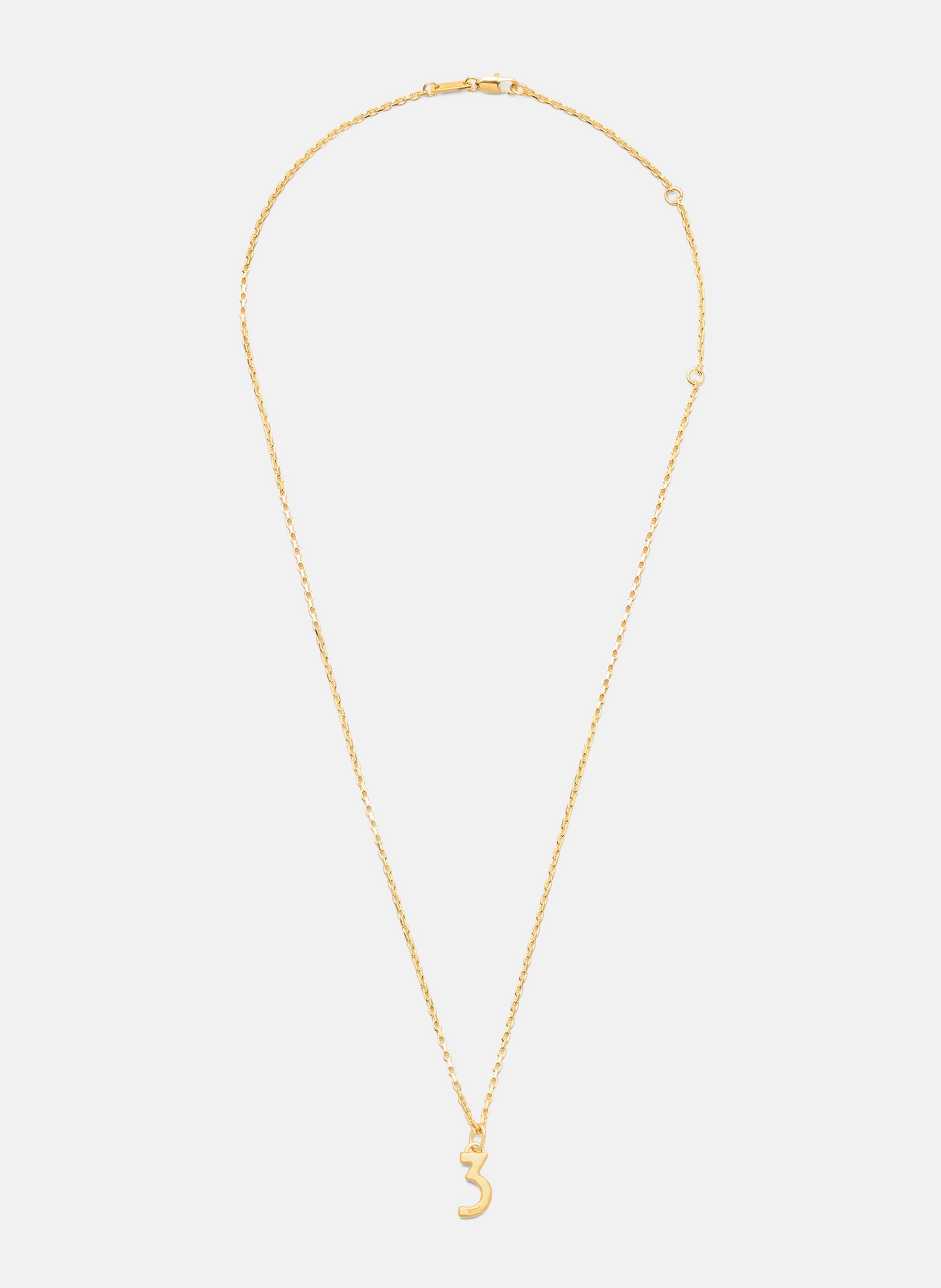 Collier martelé doré pendentif "3" unisexe en laiton AMI PARIS Jaune