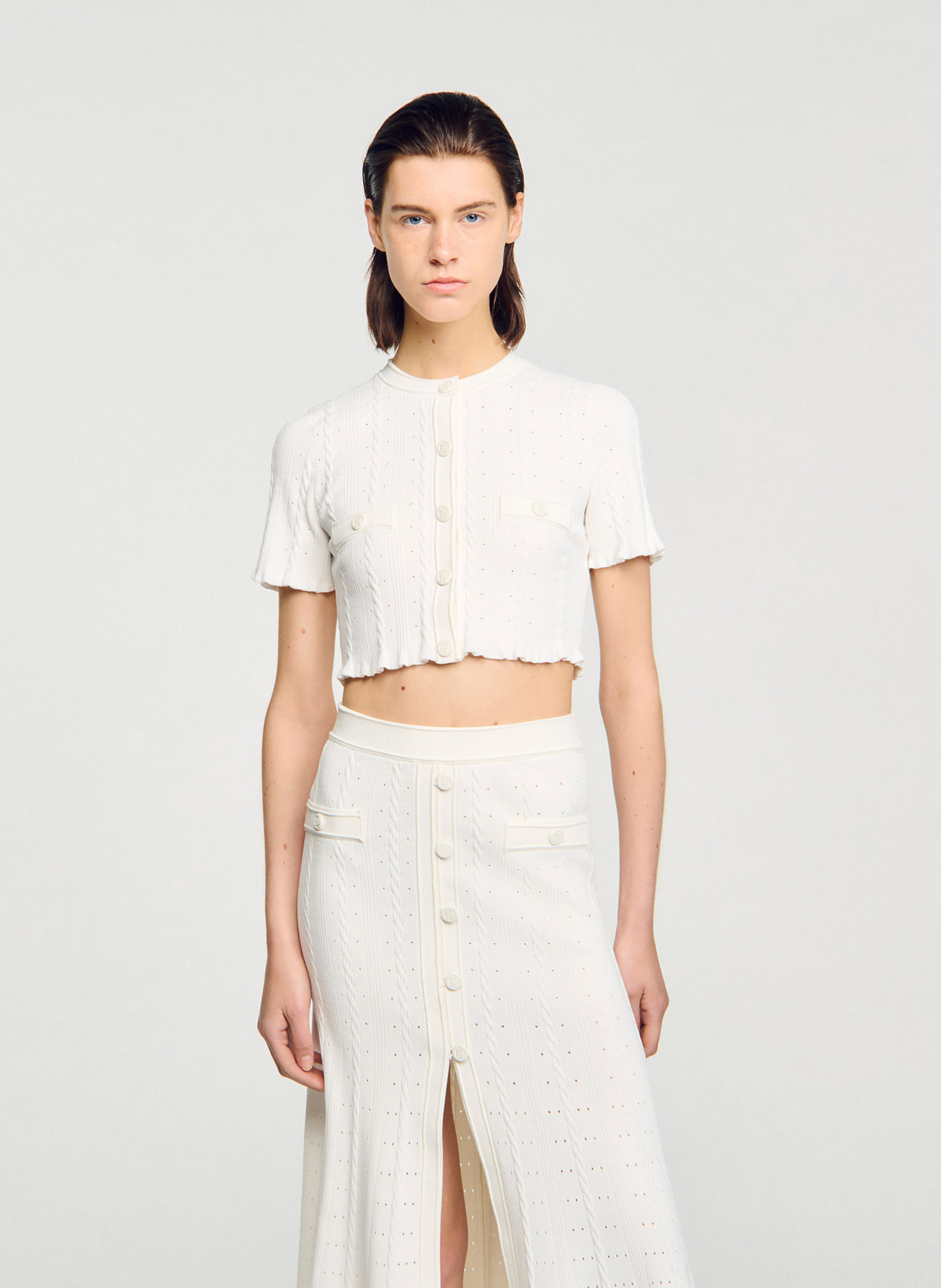 Gilet col rond SANDRO Beige