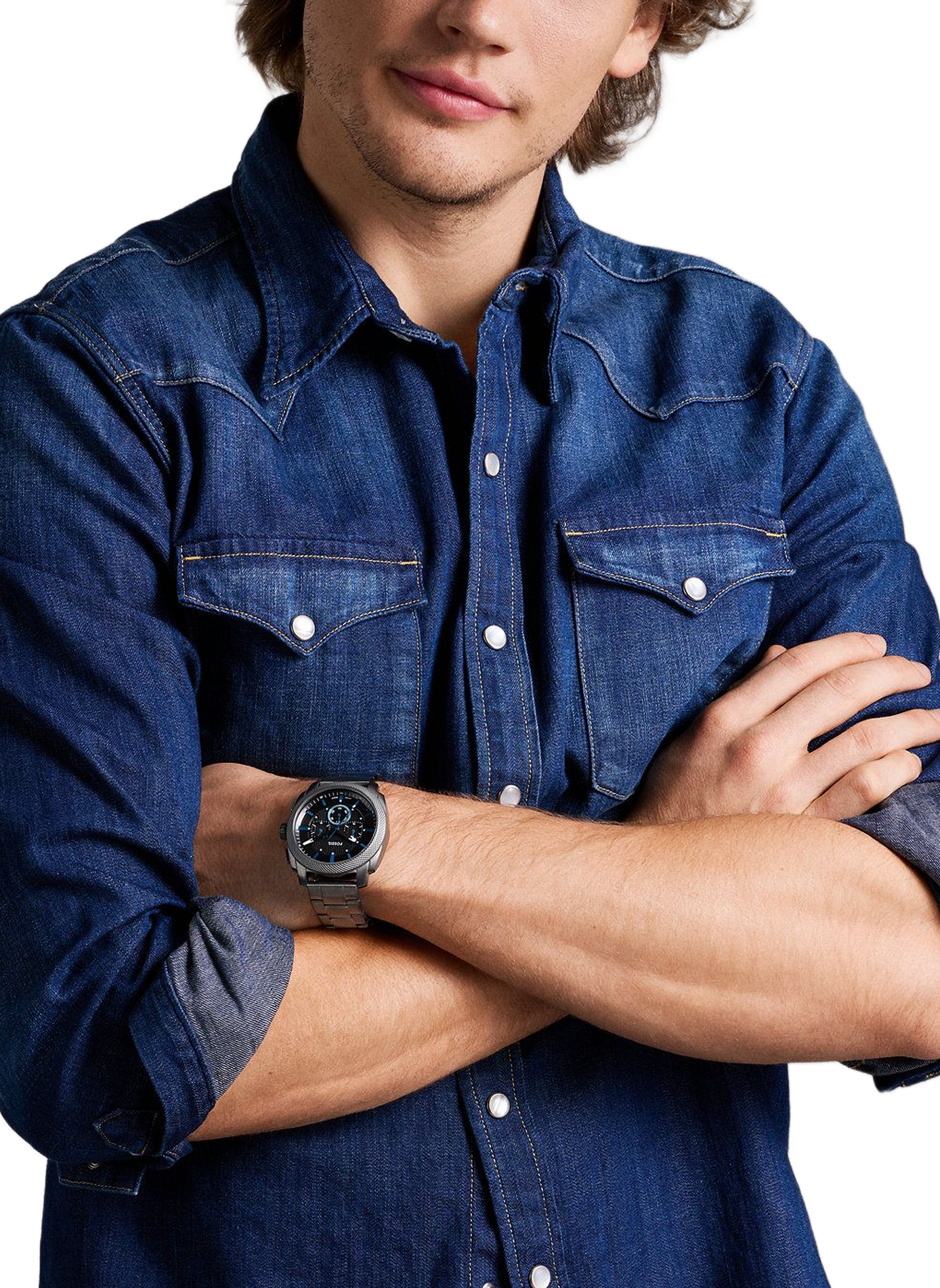 Montre Machine en acier FOSSIL Noir