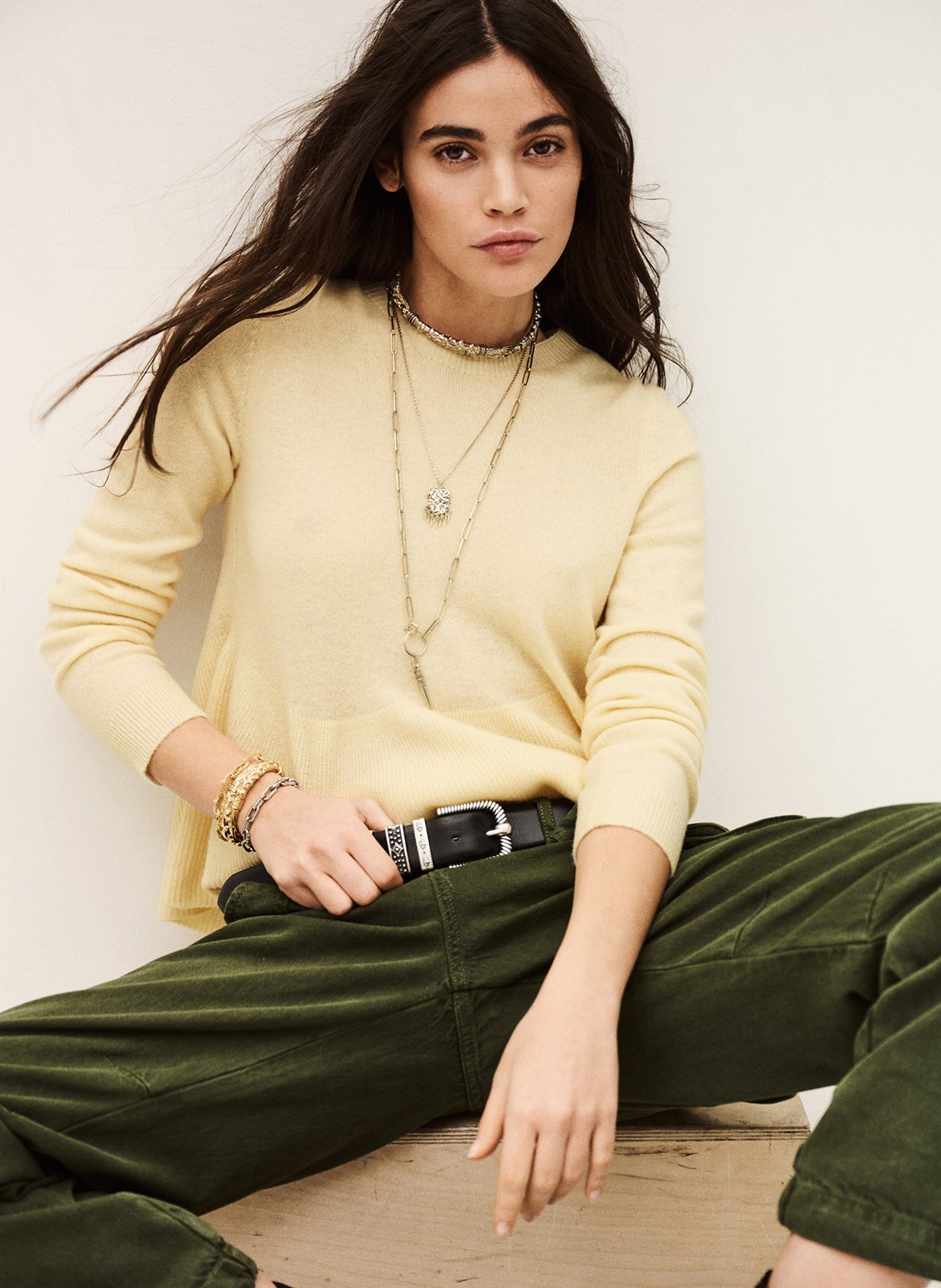 Pull évasé uni en laine mélangée salama BA&SH Beige