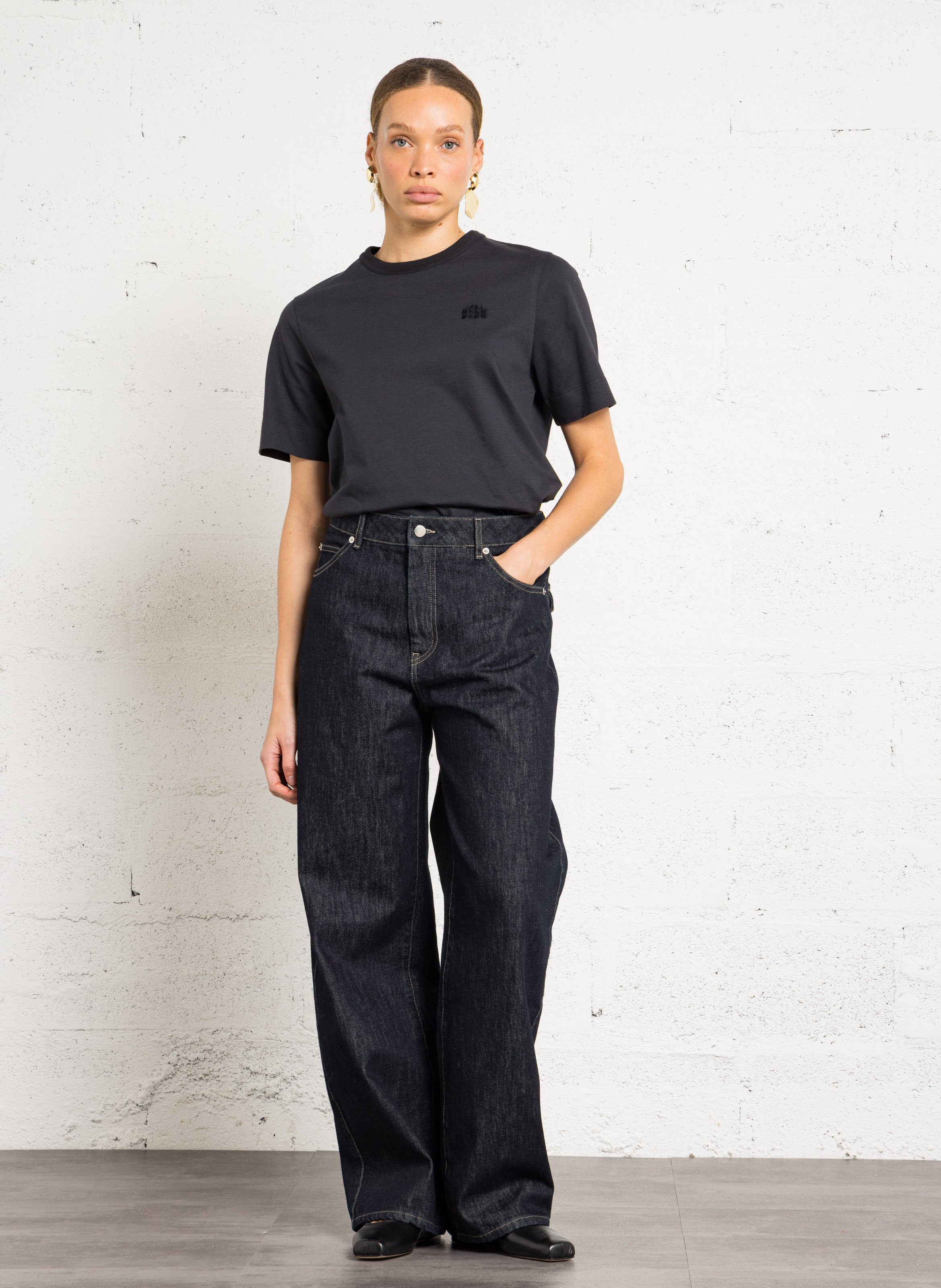 Jean large en coton bio mélangé hunter SOEUR Bleu