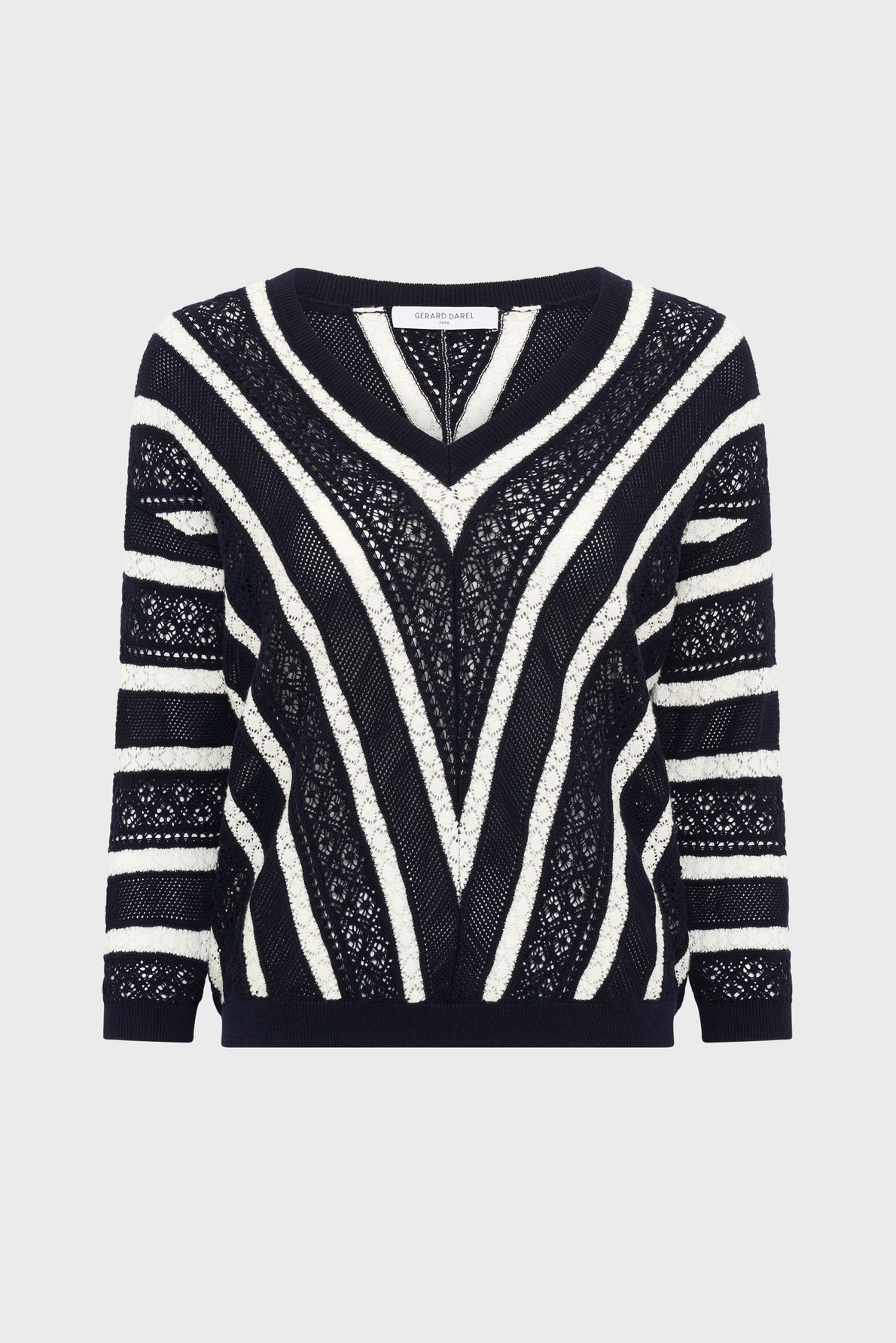 Pull en crochet à rayures contrastées - loretta GERARD DAREL Bleu