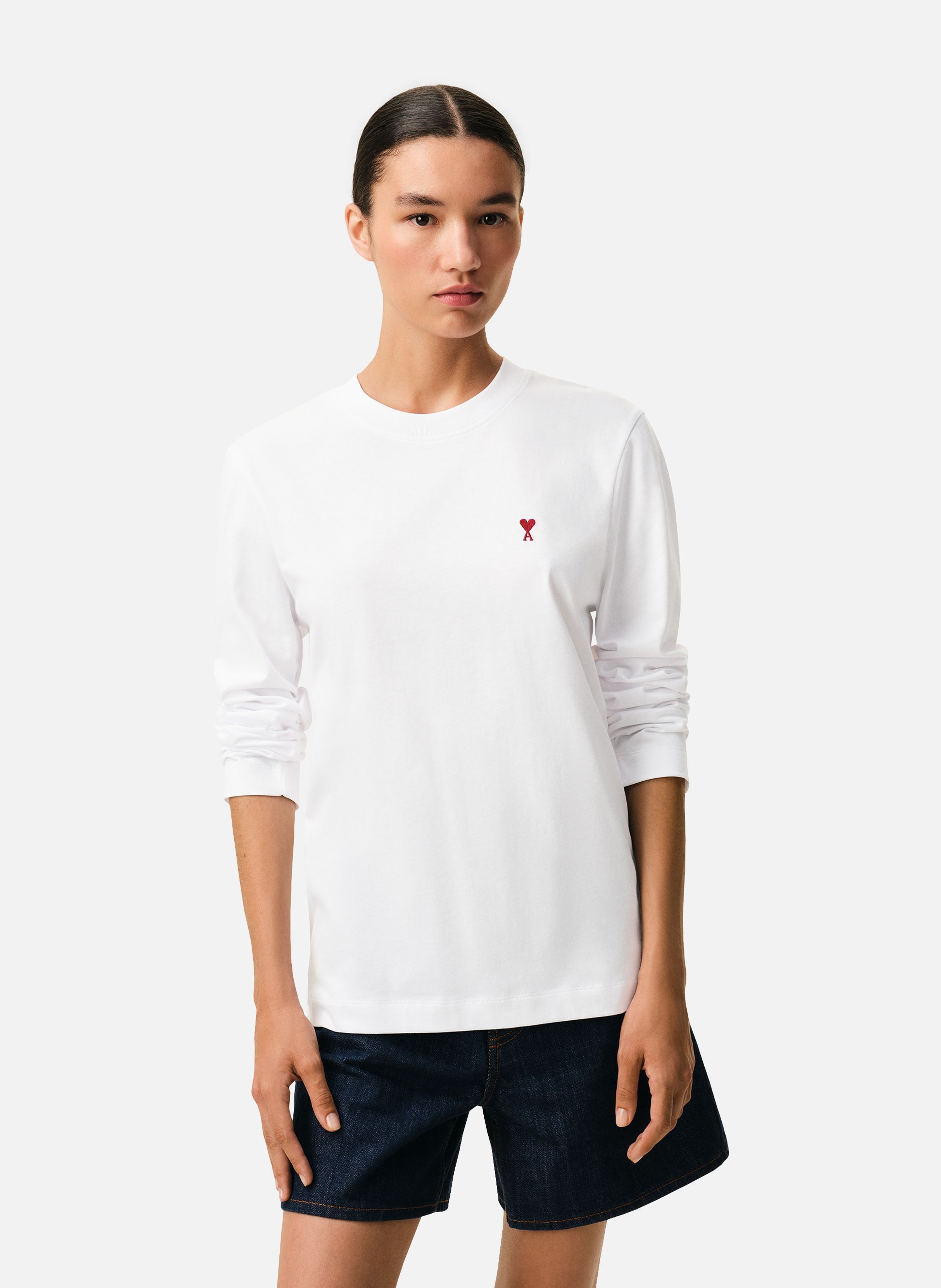 T-shirt Manches Longues Ami de Coeur Rouge unisexe AMI PARIS Blanc