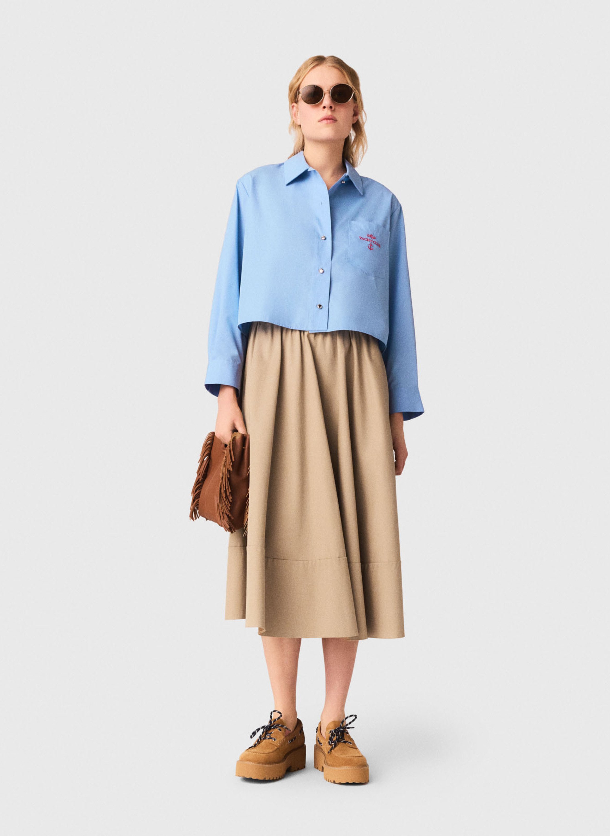 Chemise oversize courte col classique MAJE Bleu