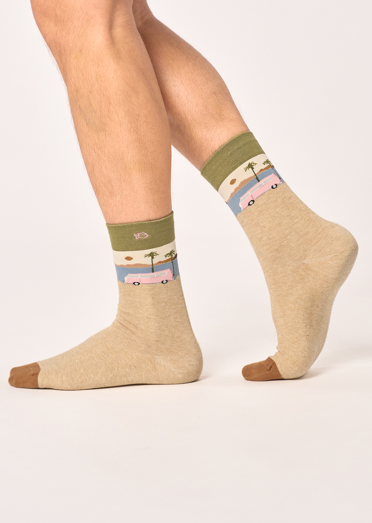 Chaussettes en coton peigné à motifs BILLYBELT Beige