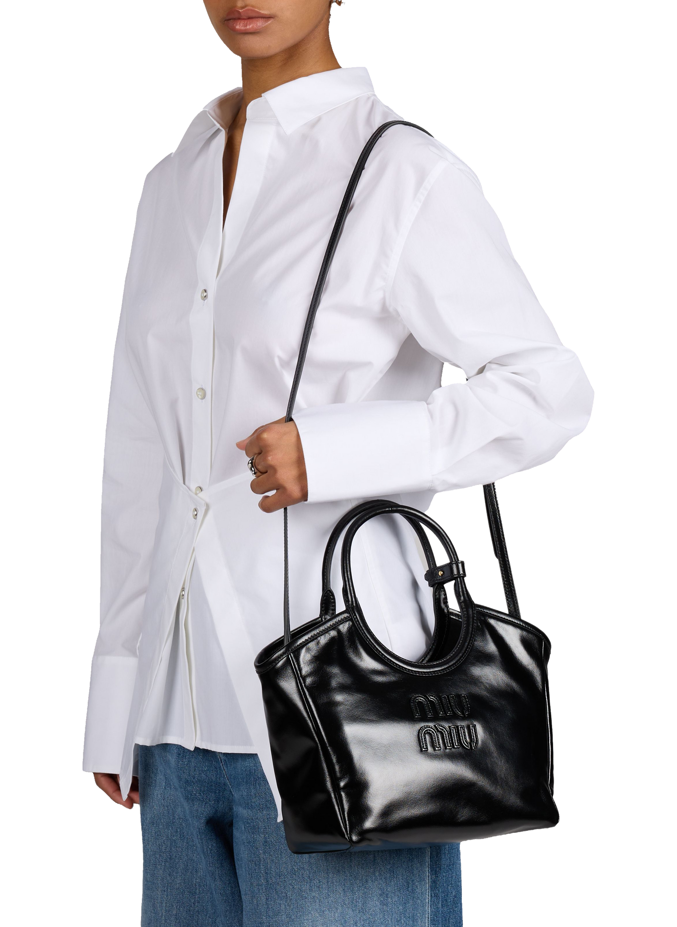 Calfskin leather Hand bag  MIU MIU Black