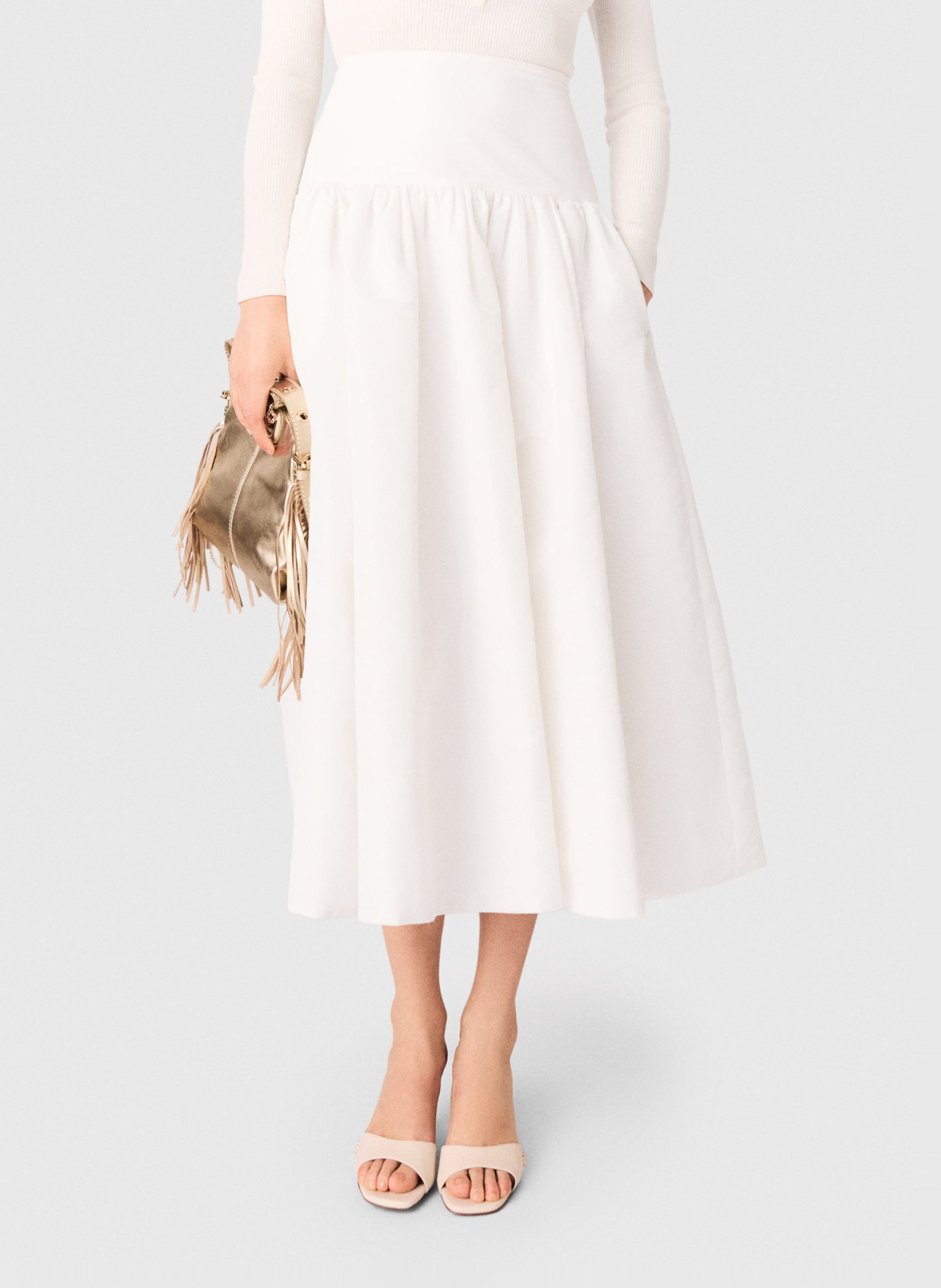 Jupe midi évasée MAJE Blanc