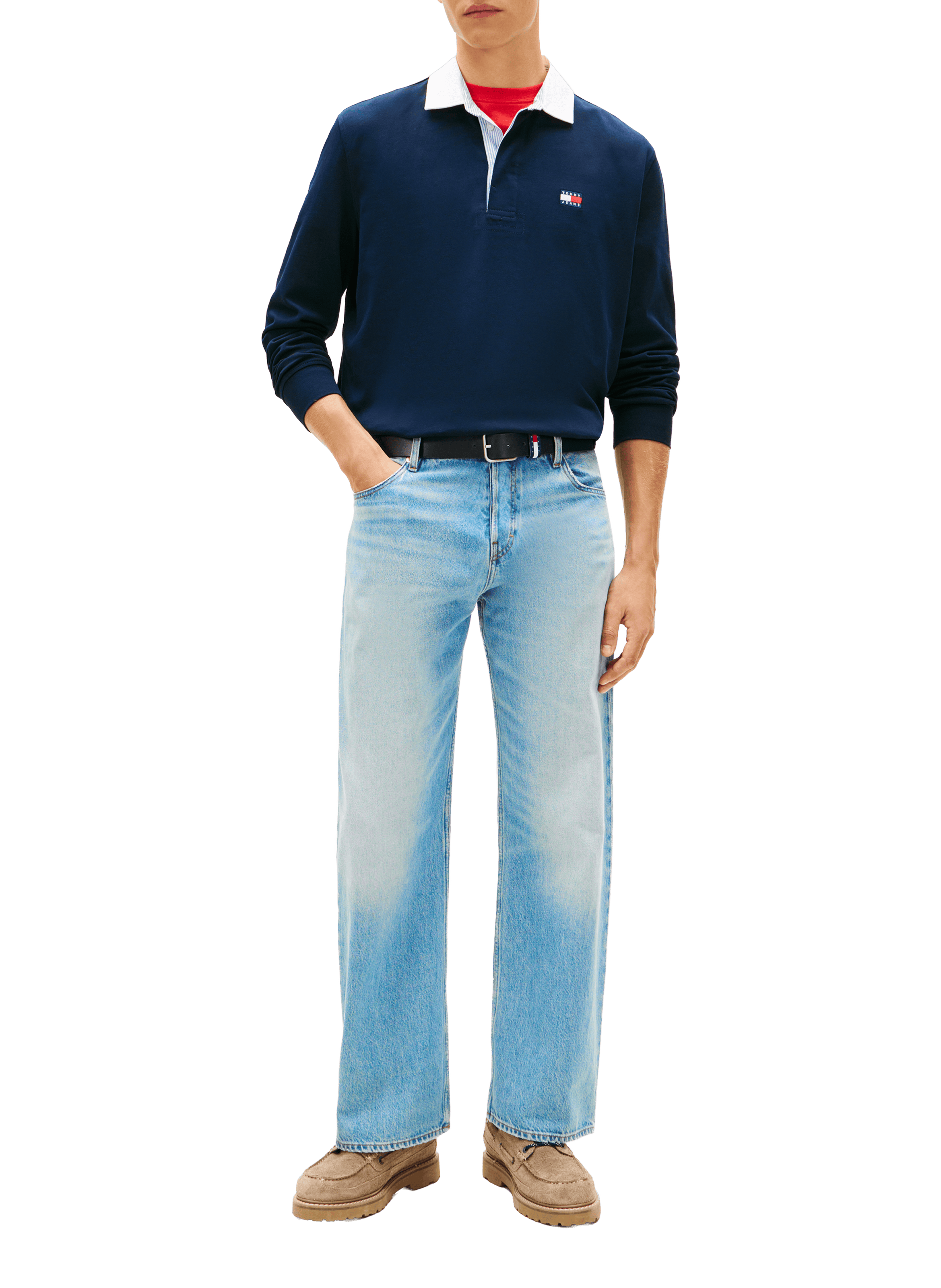 Long-sleeved cotton polo shirt TOMMY HILFIGER Blue