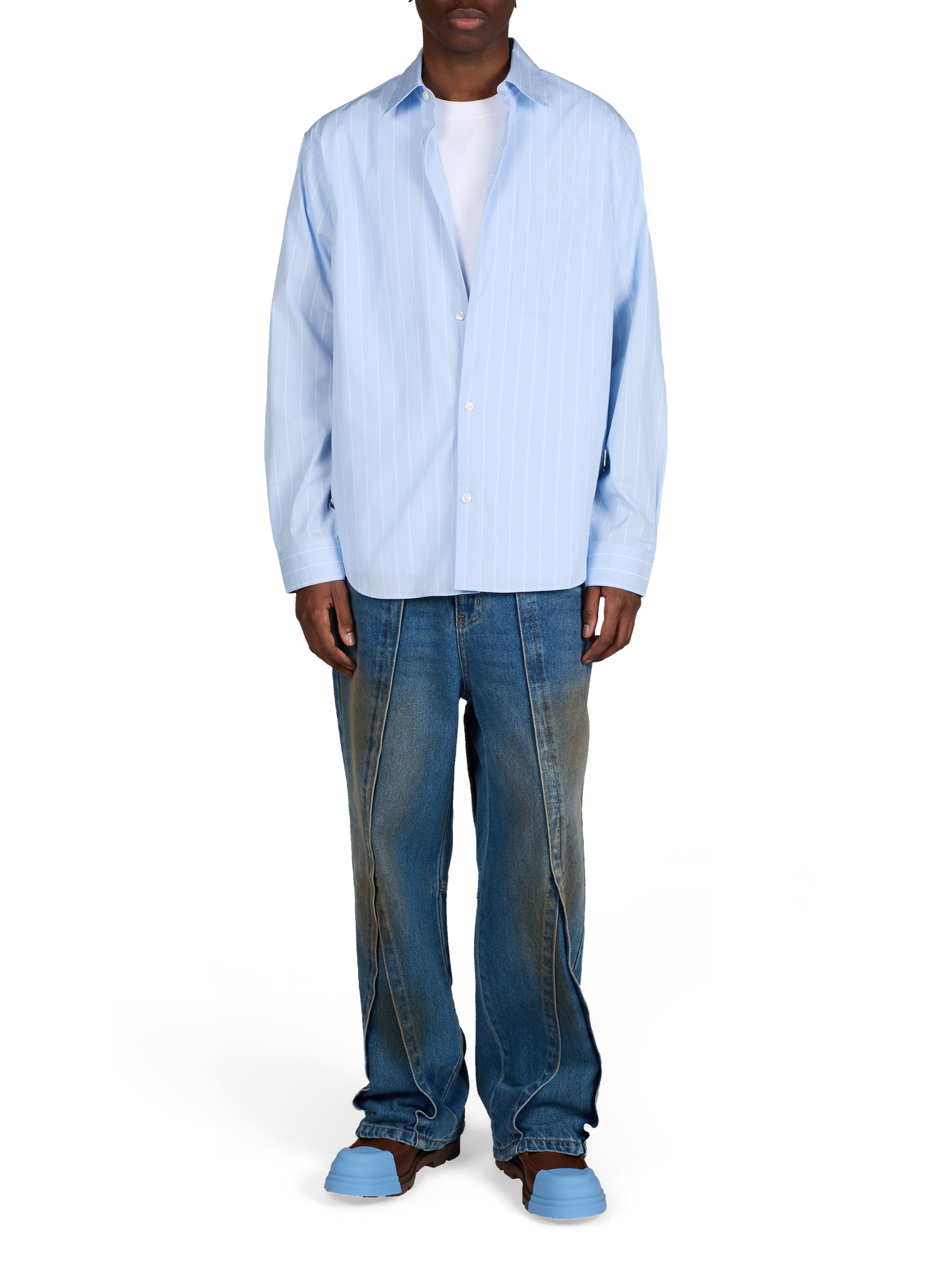 Chemise col classique à rayures en coton ANNARR Bleu